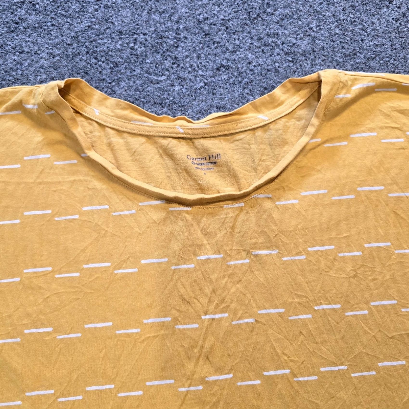 Vintage Garnet Hill Top Women Small Yellow Striped Short Sleeve Boxy Stretch Casual T-Shirt Regular Fit Mens? Size S / US 4 / IT 40 - 2 Thumbnail