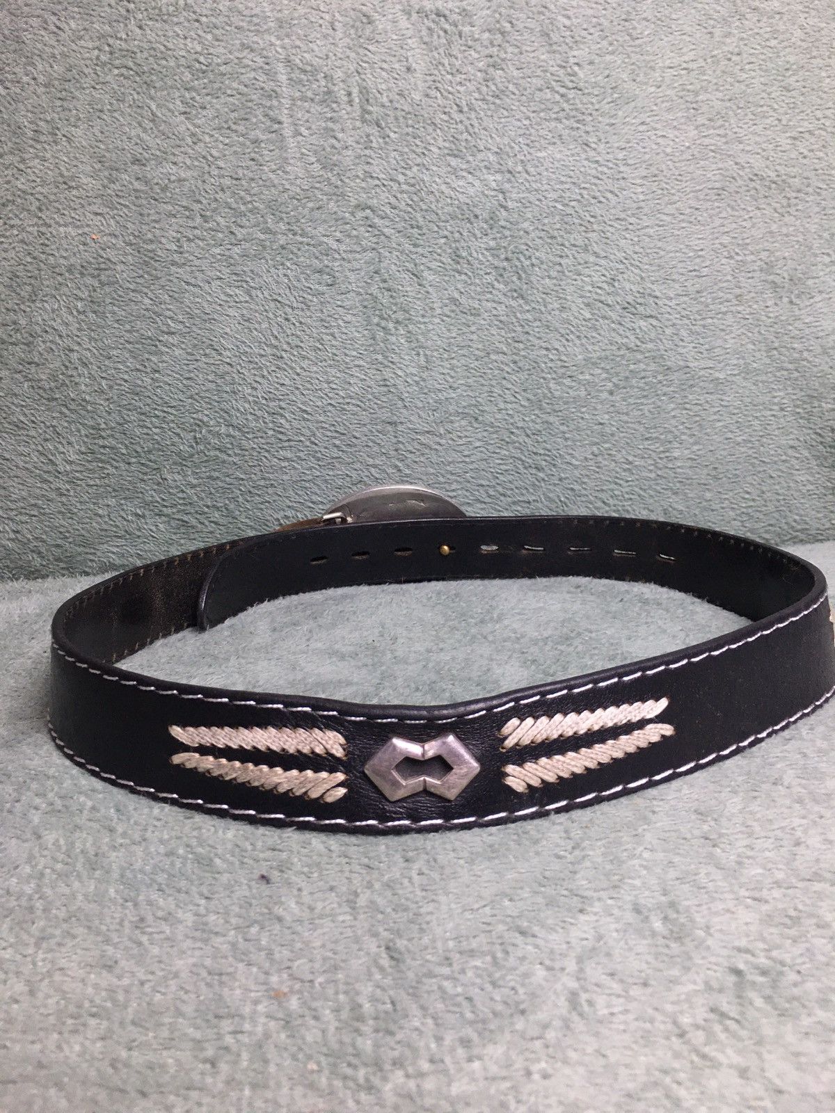 Sendra × Vintage SENDRA Vintage Embroidery Leather Ceramic Buckle Belt Sz 100 Size ONE SIZE - 10 Thumbnail