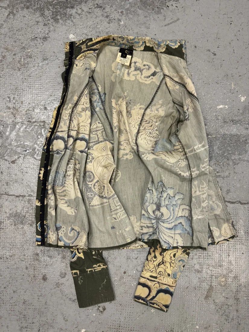 Designer × Just Cavalli × Vintage AW2003 Cavalli Asian World Green Contemporary Fire Shirt Size XS / US 0-2 / IT 36-38 - 8 Thumbnail