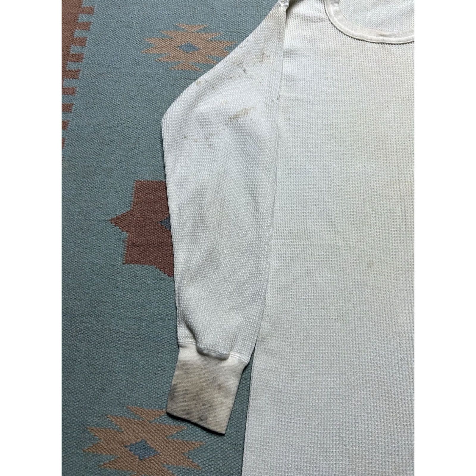 Layer 8 VINTAGE Base White Thermal Shirt Long Sleeve Knit Large Mens Size US L / EU 52-54 / 3 - 3 Thumbnail