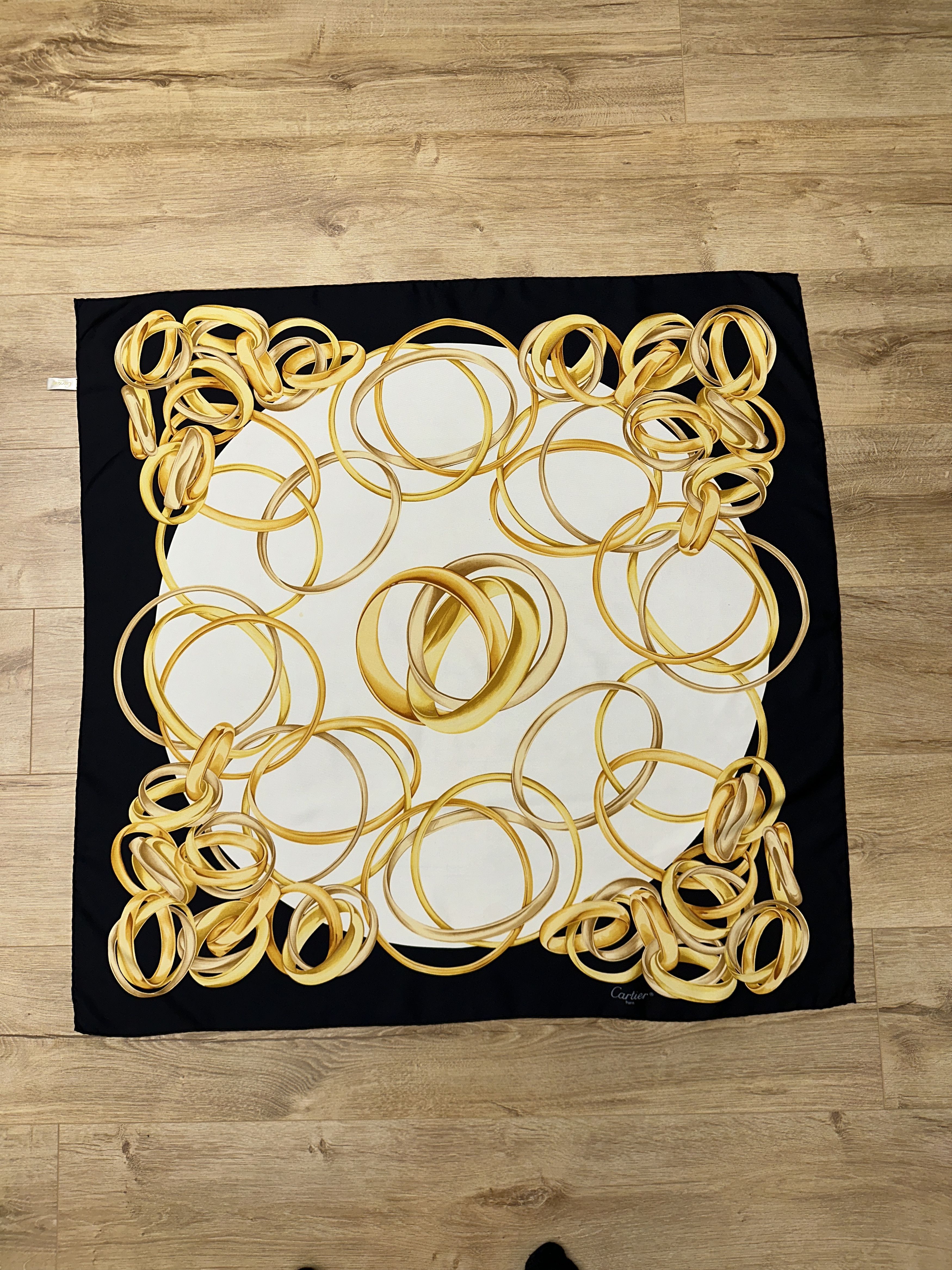 Cartier Cartier Silk Scarf 90 Interlocking Gold Rings Jewelry Size ONE SIZE - 4 Thumbnail