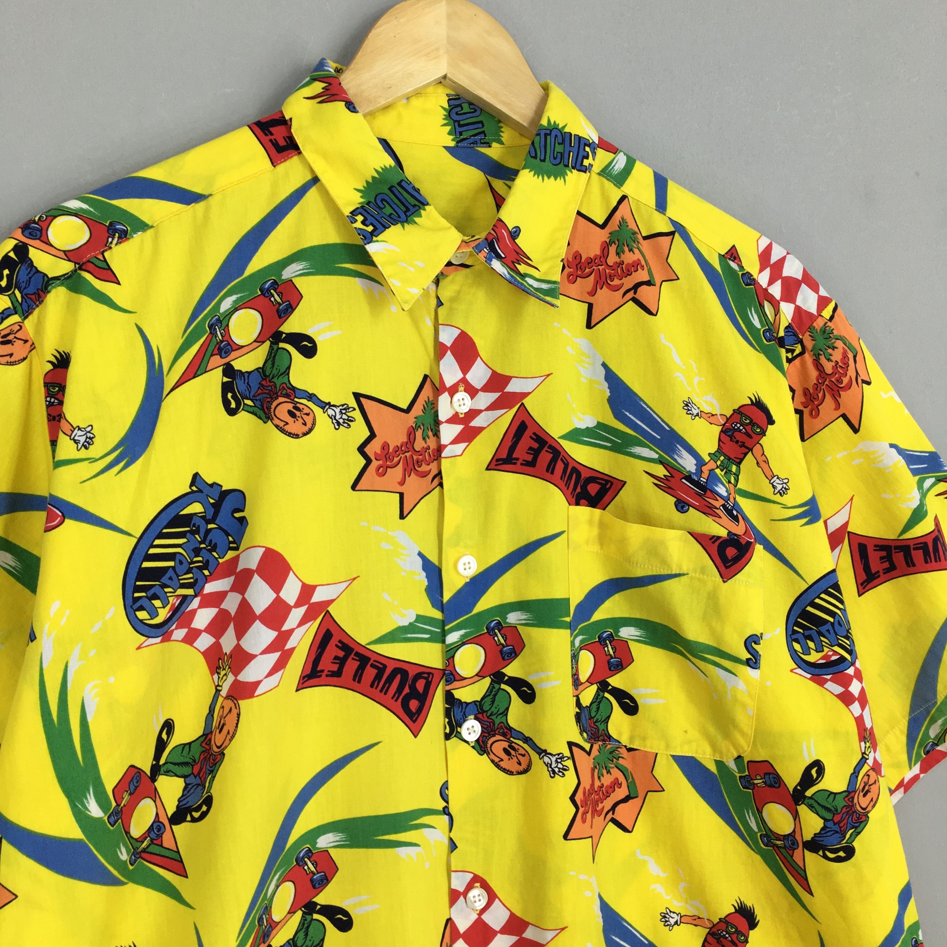 Santa Cruz Skateboards Vintage 80's Jeff Kendall Bullet Skateboarding Aloha Shirt Size US XL / EU 56 / 4 - 3 Thumbnail