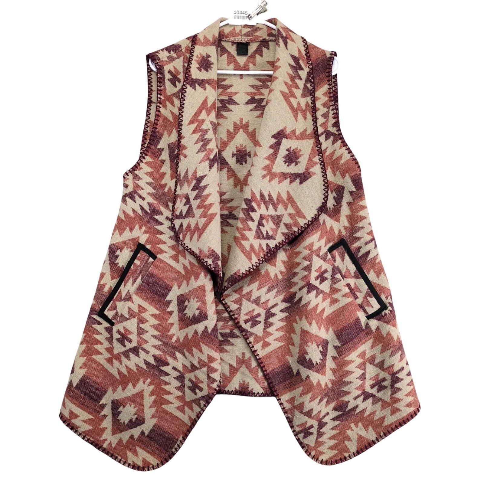 Other Southwestern Aztec Fleece Open Vest Women's L Drape Pockets Size L / US 10 / IT 46 - 1 Thumbnail