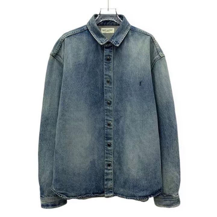 Saint Laurent Paris Yves Saint Laurent Blue Denim Shirt Size US XL / EU 56 / 4 - 1 Thumbnail