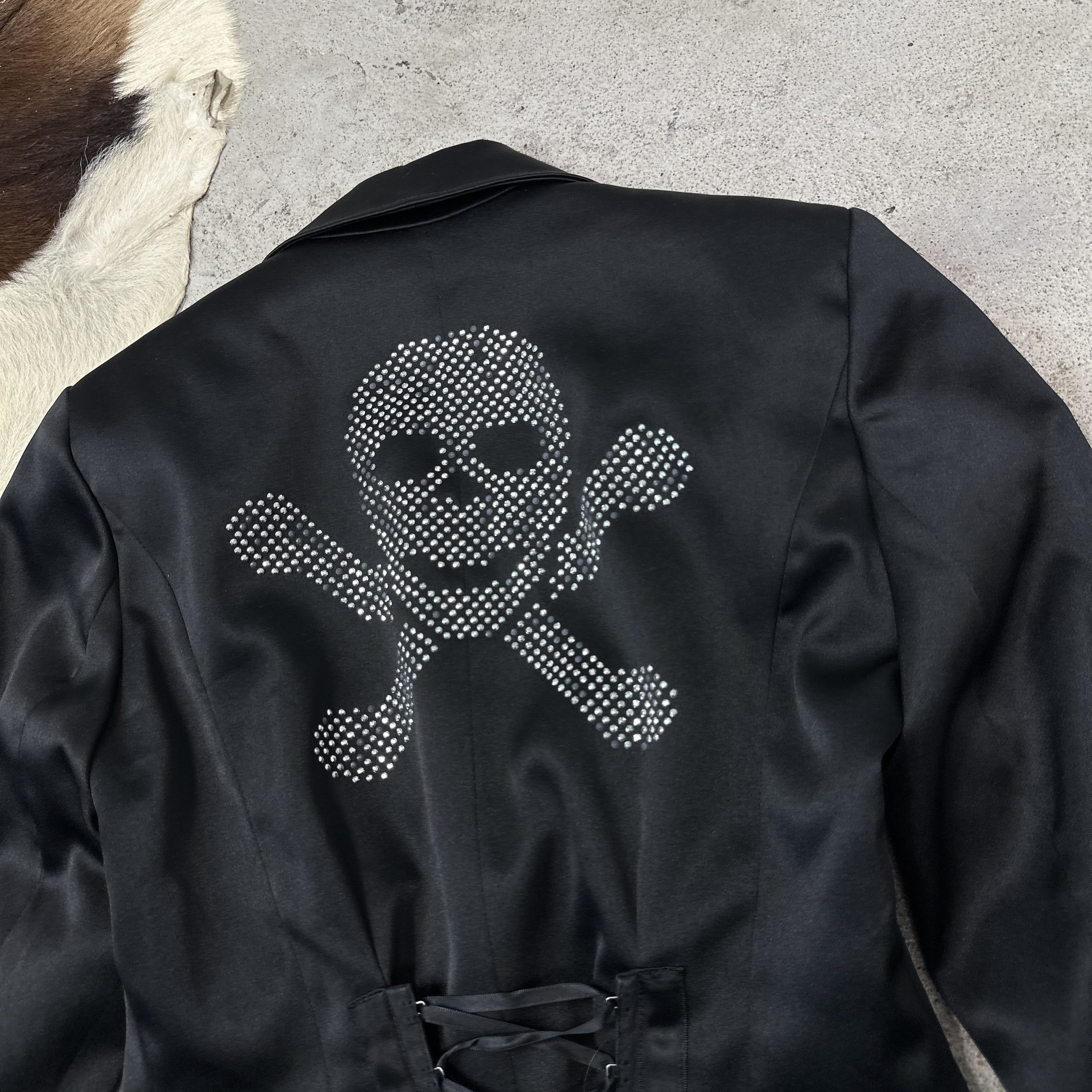 Vintage Vintage Emo Rhinestones Skull Corset Lacing Blazer 00s Size S / US 4 / IT 40 - 3 Thumbnail