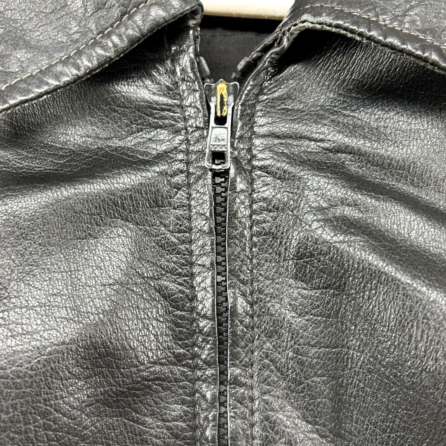 Vintage VINTAGE OutBrook Jacket Mens XL Black Bomber Leather Real Patina 90s Streetwear Zip Size US XL / EU 56 / 4 - 4 Thumbnail