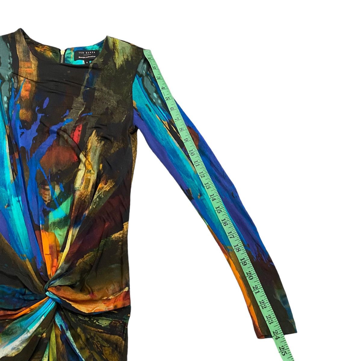 Designer × Ted Baker Ted Baker Draped Multicolor Stretch Dress Size XS / US 0-2 / IT 36-38 - 19 Thumbnail