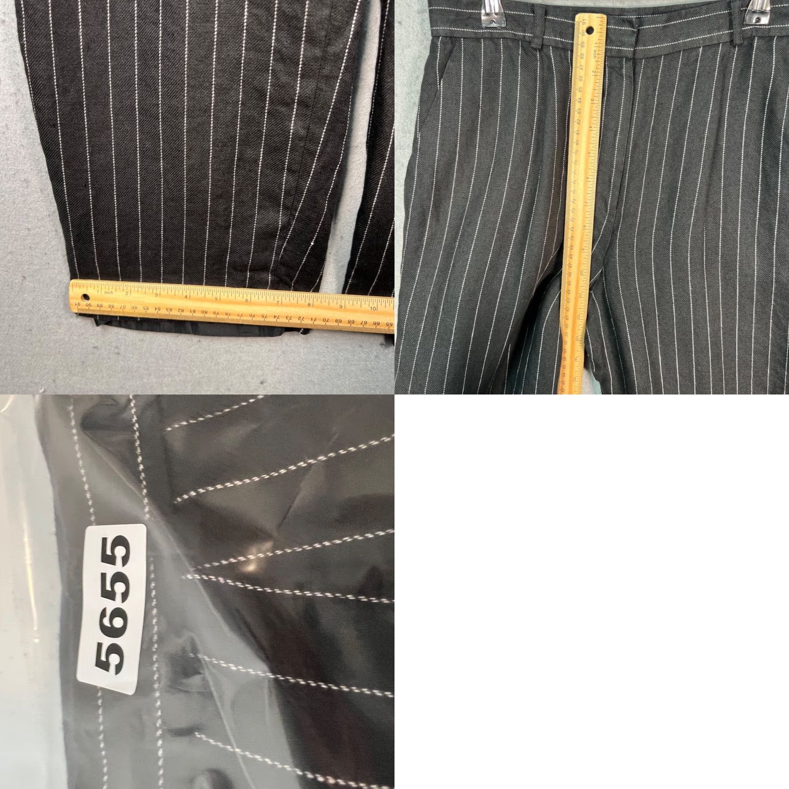 Ralph Lauren Lauren Ralph Lauren Womens 12 Petite Black Pinstripe Linen Trousers Straight Leg Pants 12P Black Linen Pinstripe Dress Pants Womens Petite Men? Size 34" / US 12 / IT 48 - 8 Thumbnail