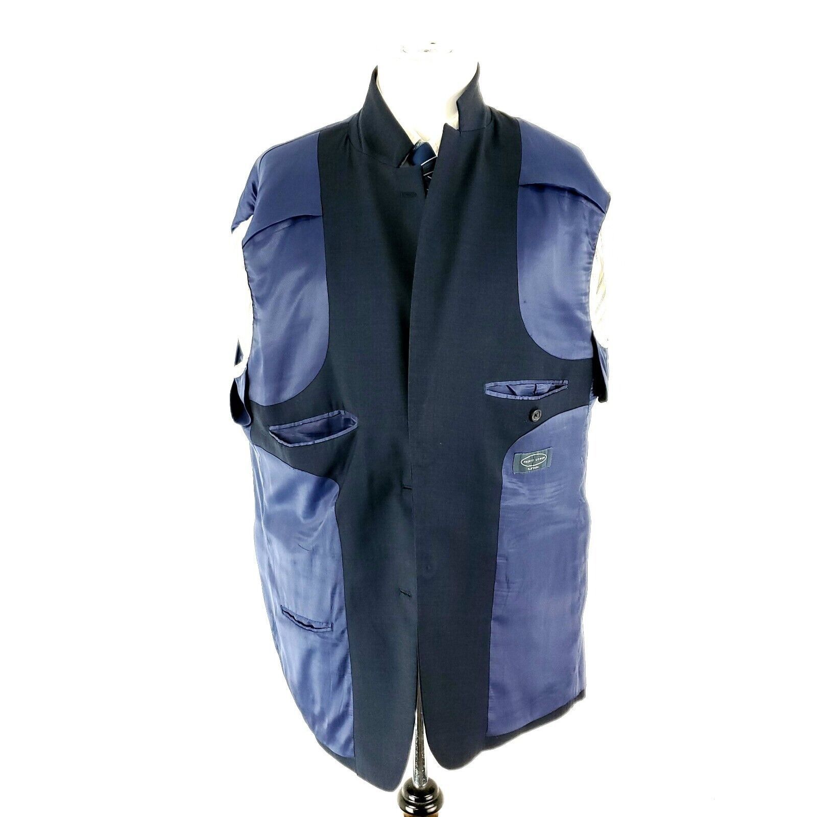 Pronto Uomo Pronto Uomo Platinum Wool 2 Button Blazer 44S Blue Sharkskin Size 44S - 9 Thumbnail