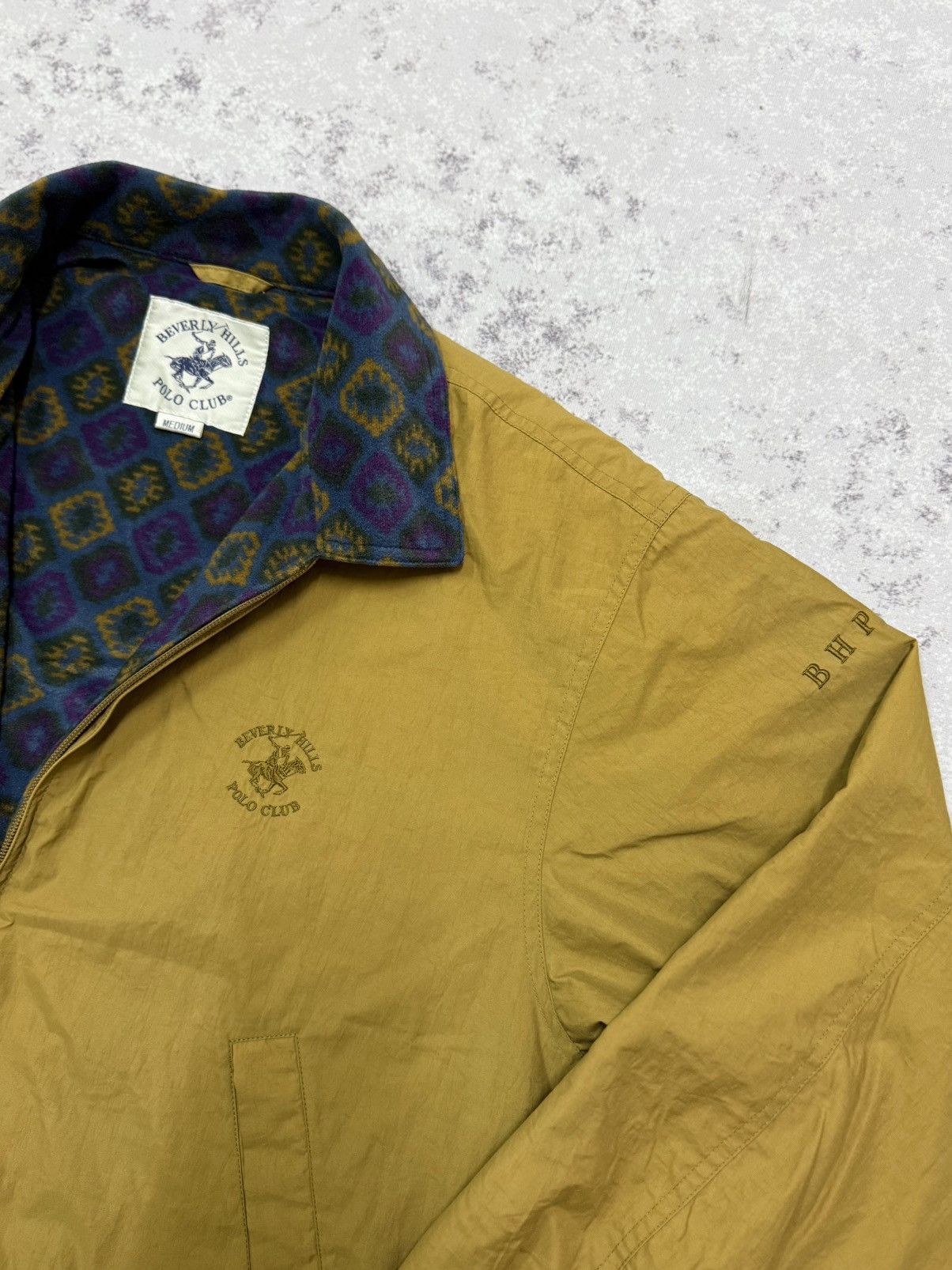 Beverly Hills Polo Club Vintage BHPC mustard yellow patterned fleece lining jacket Size US M / EU 48-50 / 2 - 6 Thumbnail