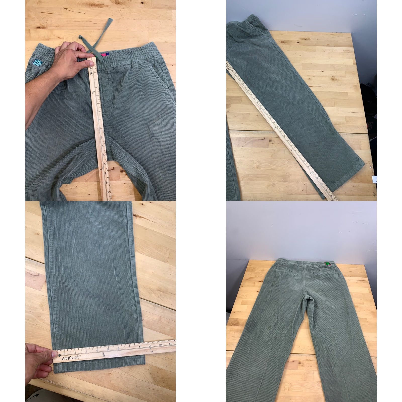 Empyre Empyre Corduroy Pants Womens M Drawstring Casual Relaxed Green 12061 Discoloration Size 32" / US 10 / IT 46 - 8 Thumbnail