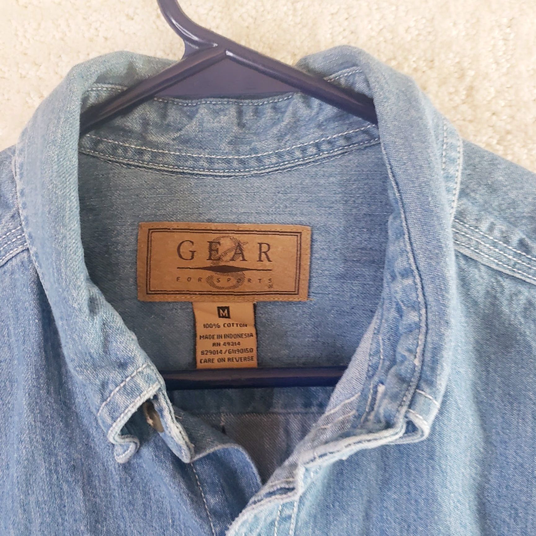 Denime Gear for Sports Men's M Blue Denim Button-Down Long Sleeve Shirt Size US M / EU 48-50 / 2 - 7 Thumbnail