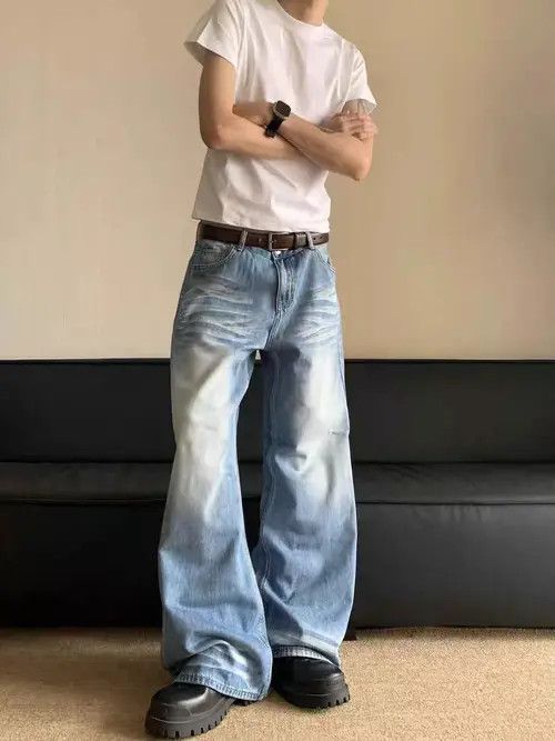 Jean Vintage street wash baggy wide leg jeans Size US 30 / EU 46 - 2 Thumbnail