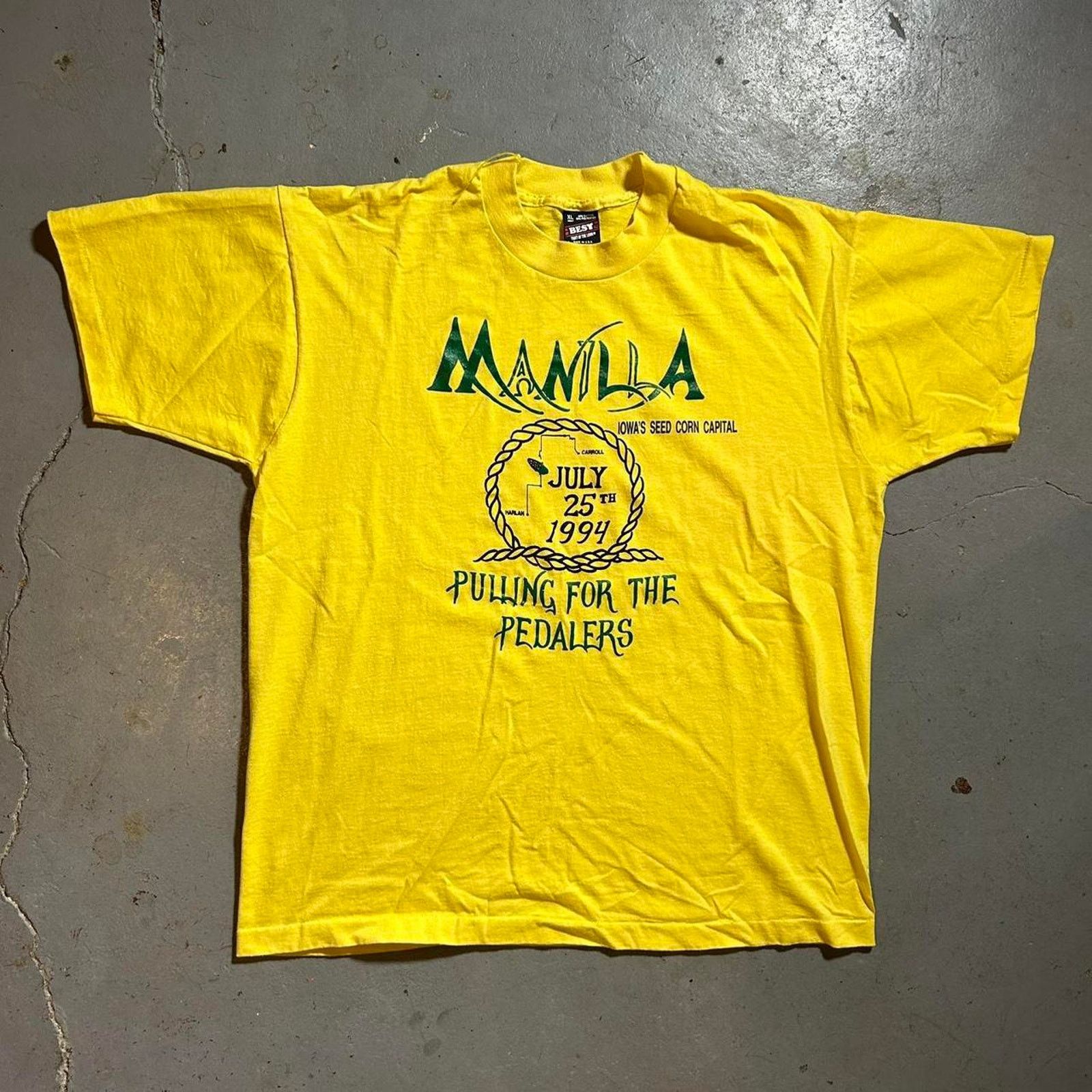Fruit Of The Loom 90s yellow farm tee shirt Size US XL / EU 56 / 4 - 1 Thumbnail