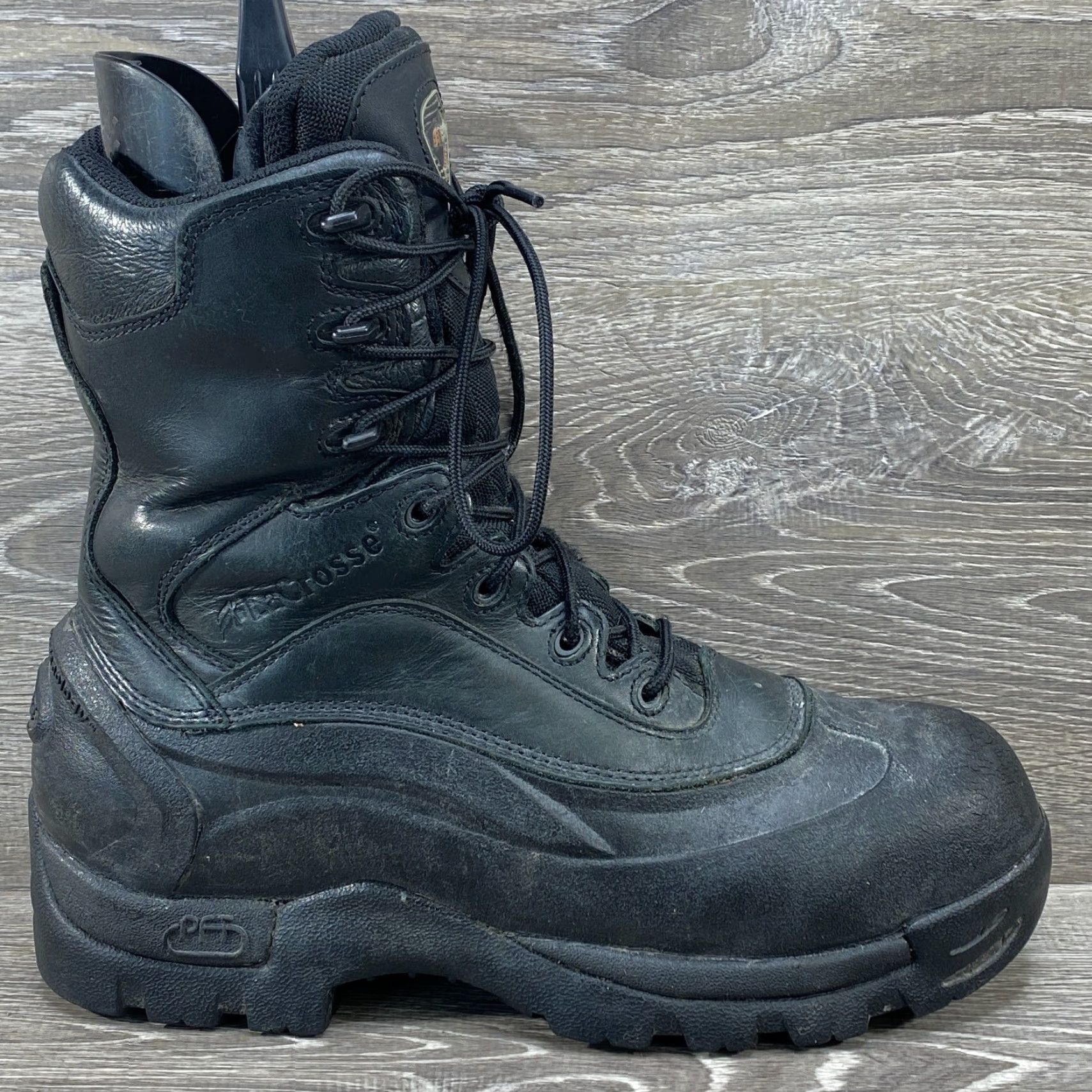 Vintage LaCrosse Boots Polar PFT Steel Toe Black Leather Waterproof Thinsulate Mens 10 M Size US 10 / EU 43 - 2 Thumbnail