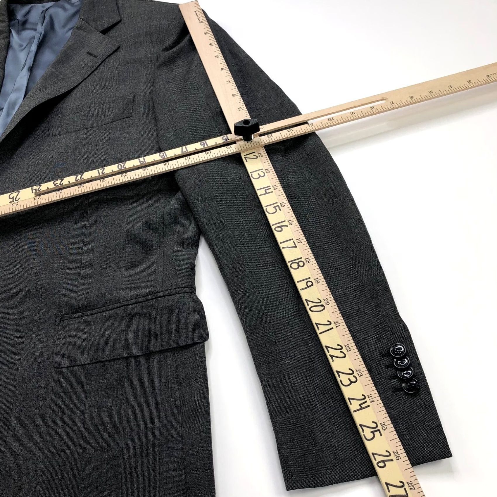 Suitsupply Suitsupply Sport Coat Jacket Gray Wool 42 Regular Notch Lapel Plaid Four-Button Double-Vented Single-Breasted 110's Victorian? Size 42R - 7 Thumbnail