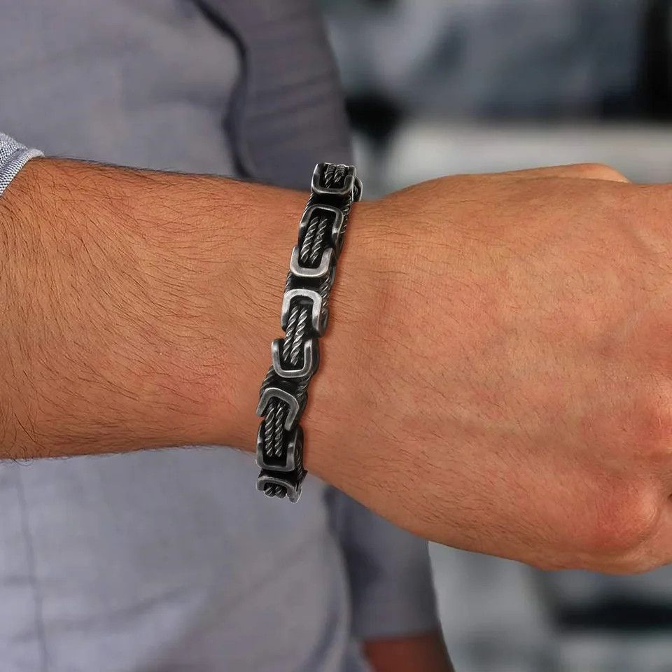 Jewelry Men Chunky Byzantine Bracelet Size ONE SIZE - 1 Thumbnail