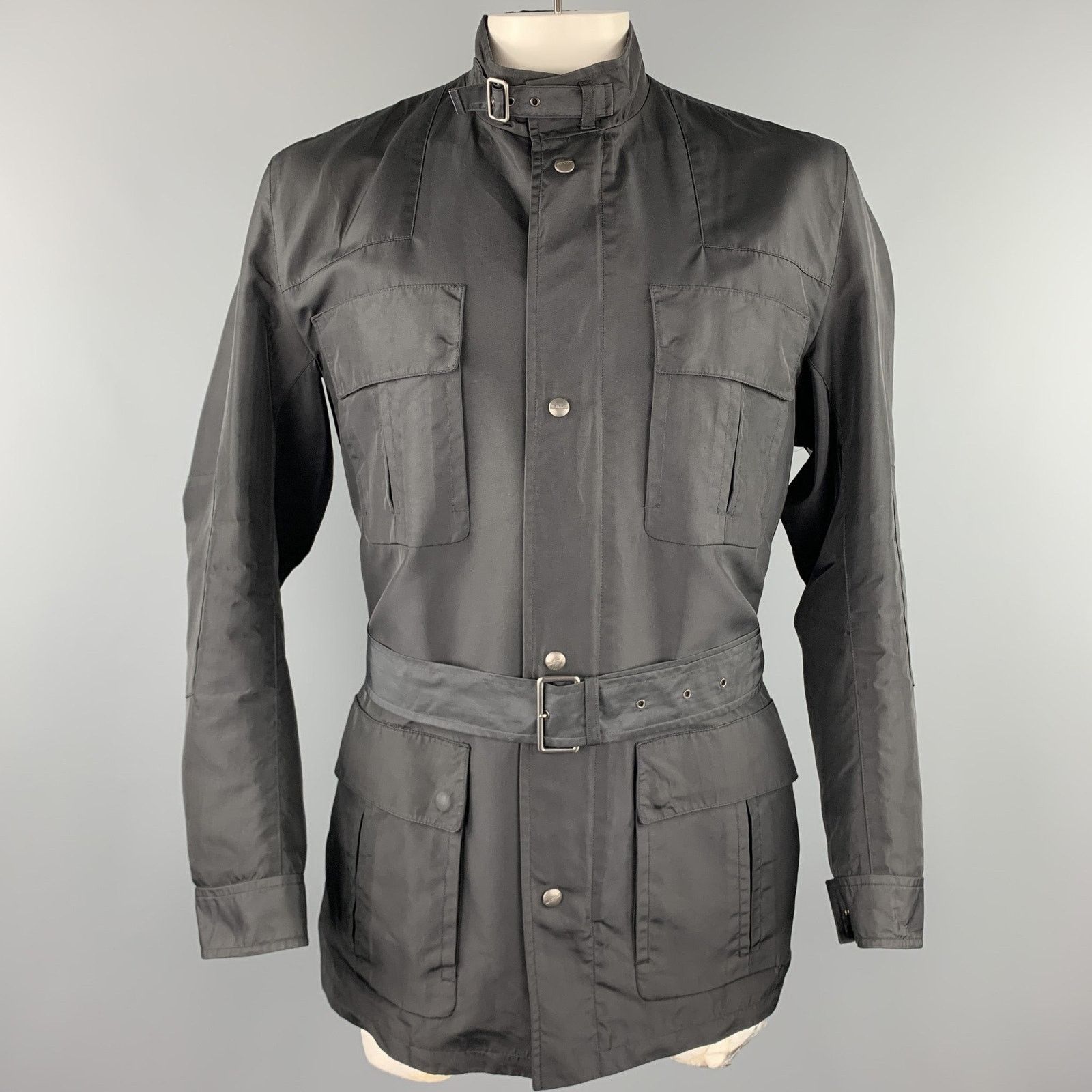 Jil Sander Size 44 Black Poliammide Zip & Snaps Belted Jacket Size US XL / EU 56 / 4 - 1 Thumbnail