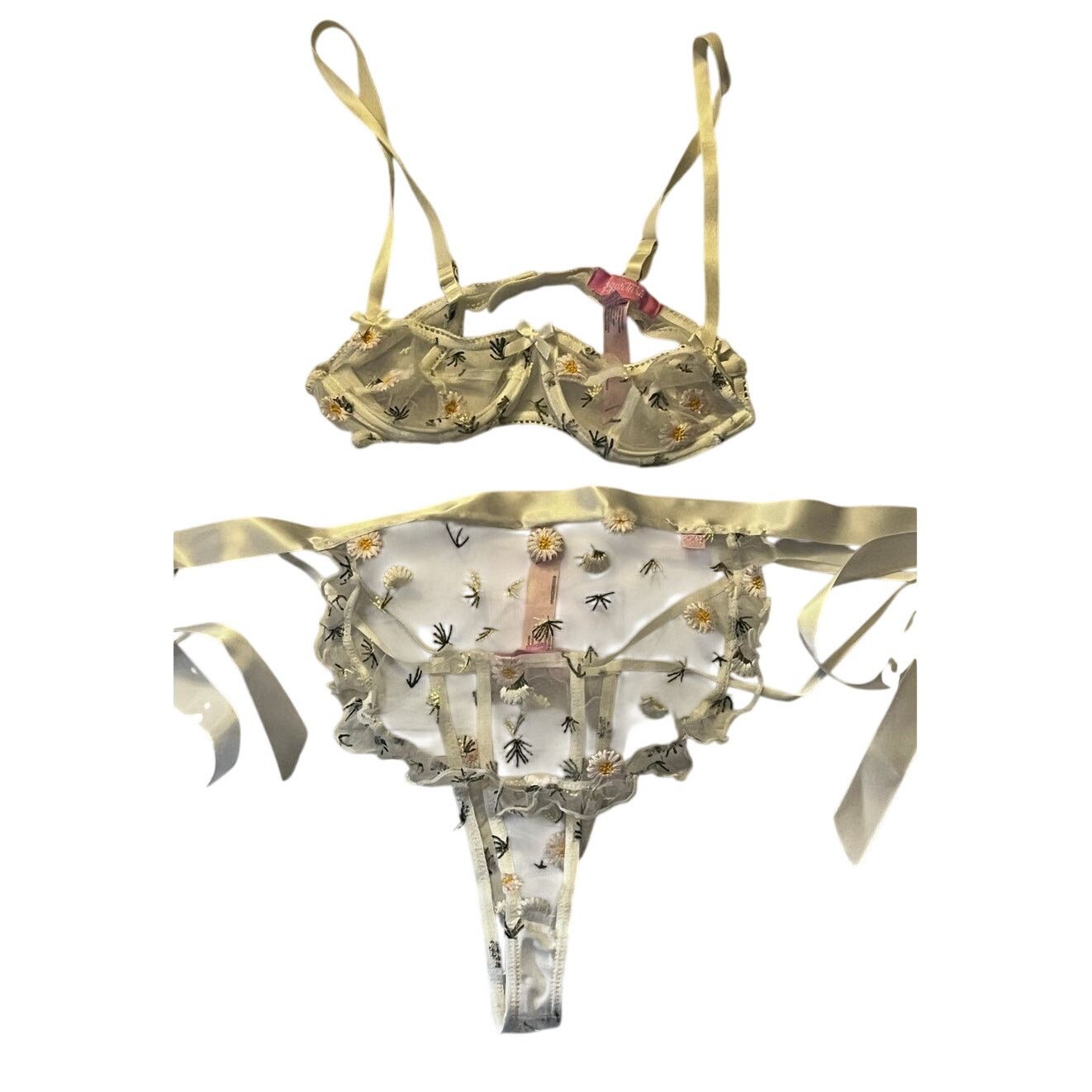 Dolls Kill Dolls kill Sugar Thrillz Daisy Embroidered Mesh Lingerie Set Size ONE SIZE - 1 Thumbnail