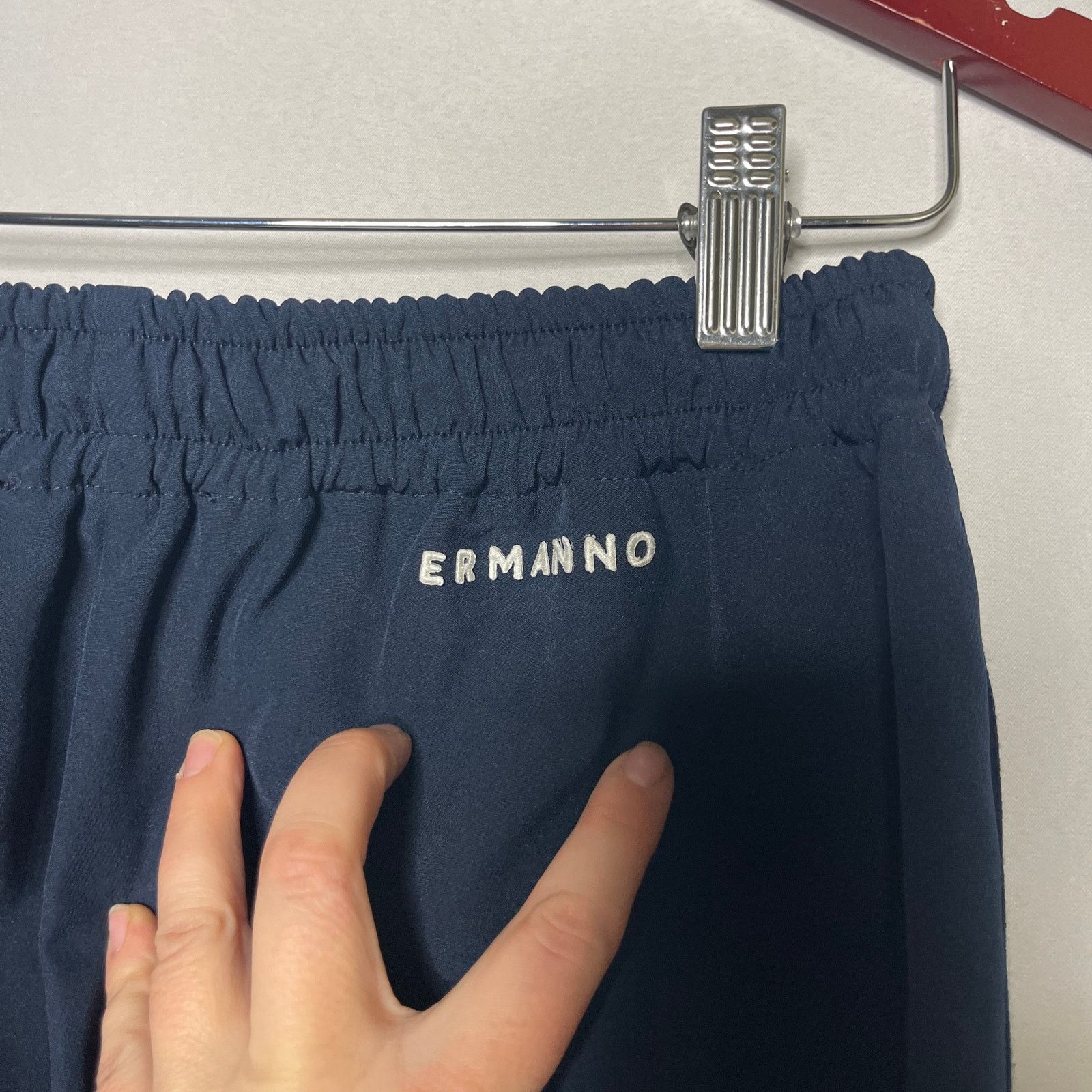 Ermanno Scervino Ermanno Scervino Navy Crepe Wide Leg Pull On waist Pants Size 28" / US 6 / IT 42 - 7 Thumbnail