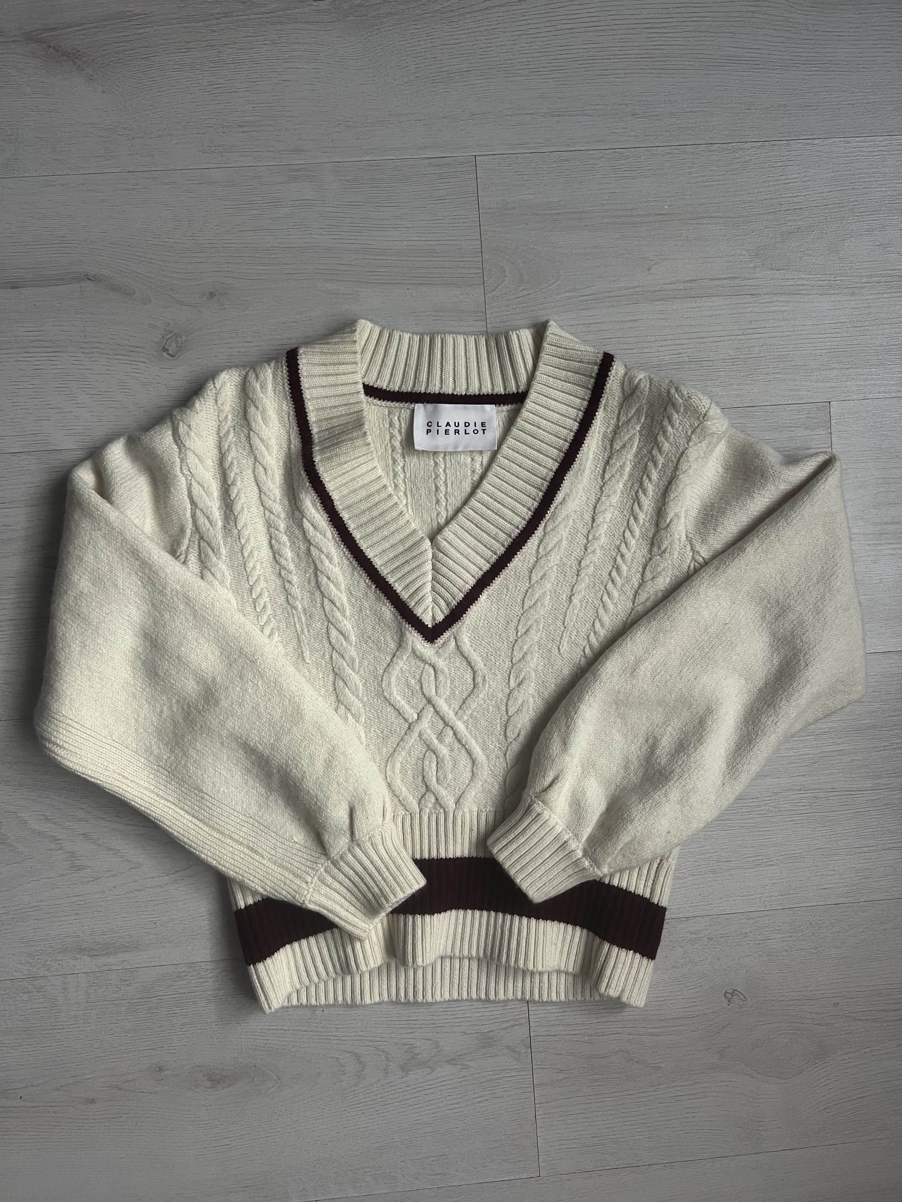 Other CLAUDIE PIERLOT Cream Cable Knit Sweater – Size 1 Size S / US 4 / IT 40 - 1 Thumbnail