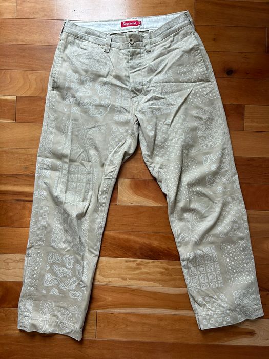 Supreme Paisley Grid Chino Khaki Work Pants SS20 | Grailed