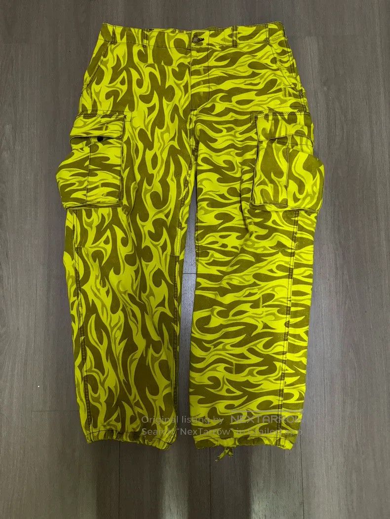 ERL ERL size L Yellow Camouflage Printed Work Pants Size 23" - 1 Thumbnail