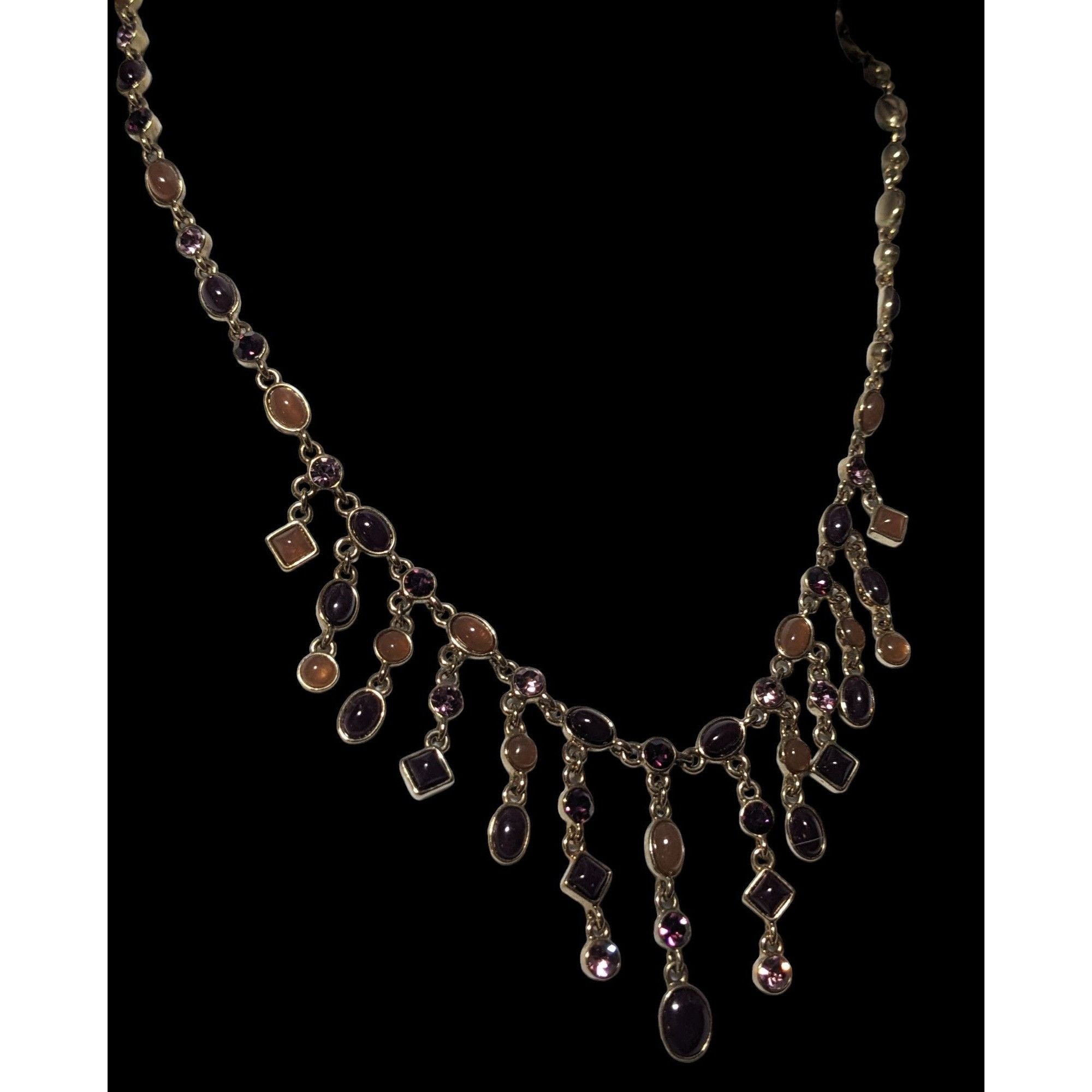 Other Retro Elegant Gold Gemmed Fringe Necklace Size ONE SIZE - 3 Thumbnail