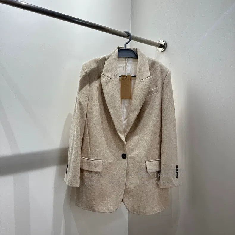 Brunello Cucinelli Brunello Cucinelli Beaded lapel wool blazer Size M / US 6-8 / IT 42-44 - 1 Thumbnail