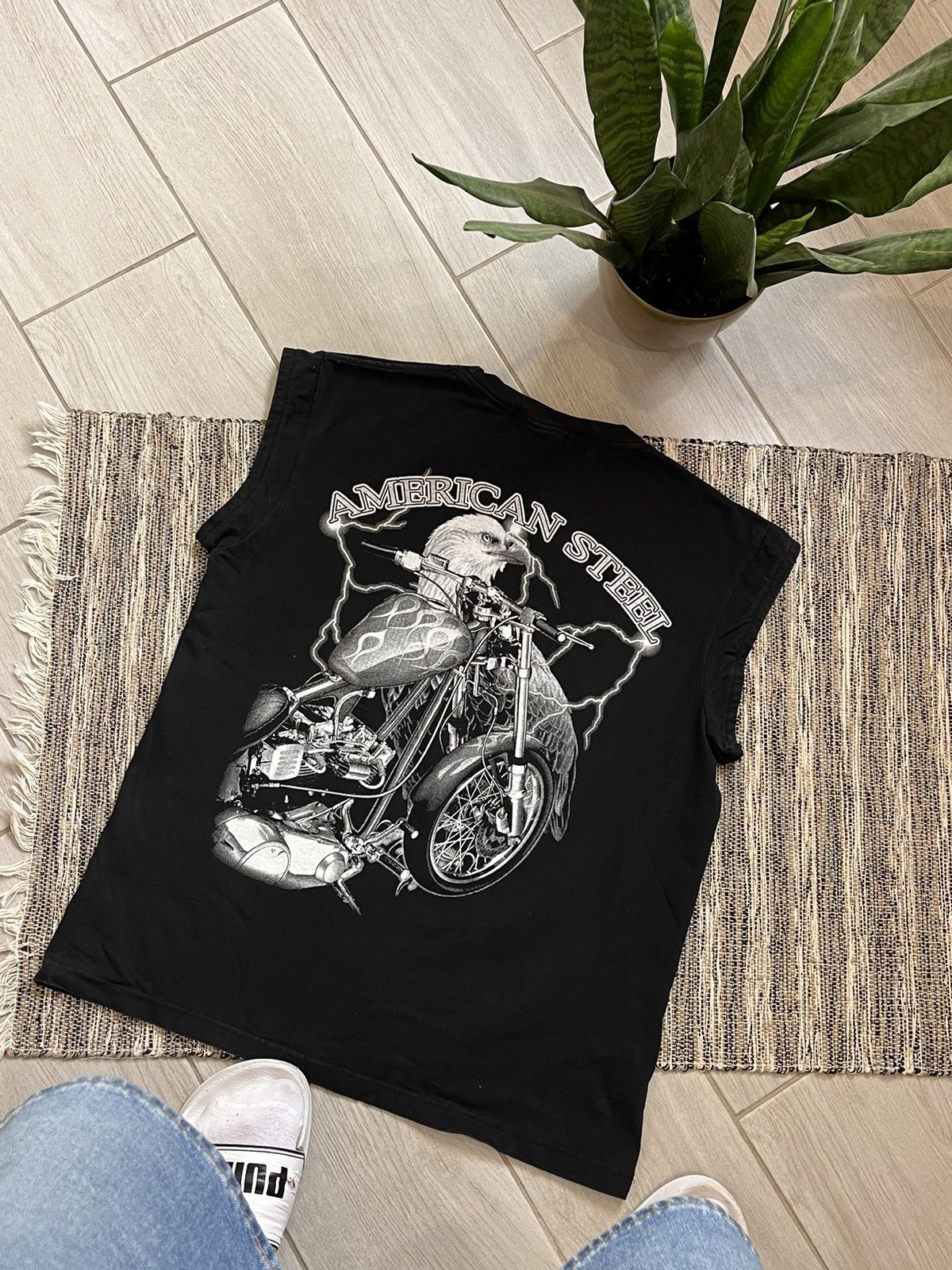 Harley Davidson × Vintage Vintage American Steel T shirt rock style short sleeves Size US L / EU 52-54 / 3 - 5 Thumbnail