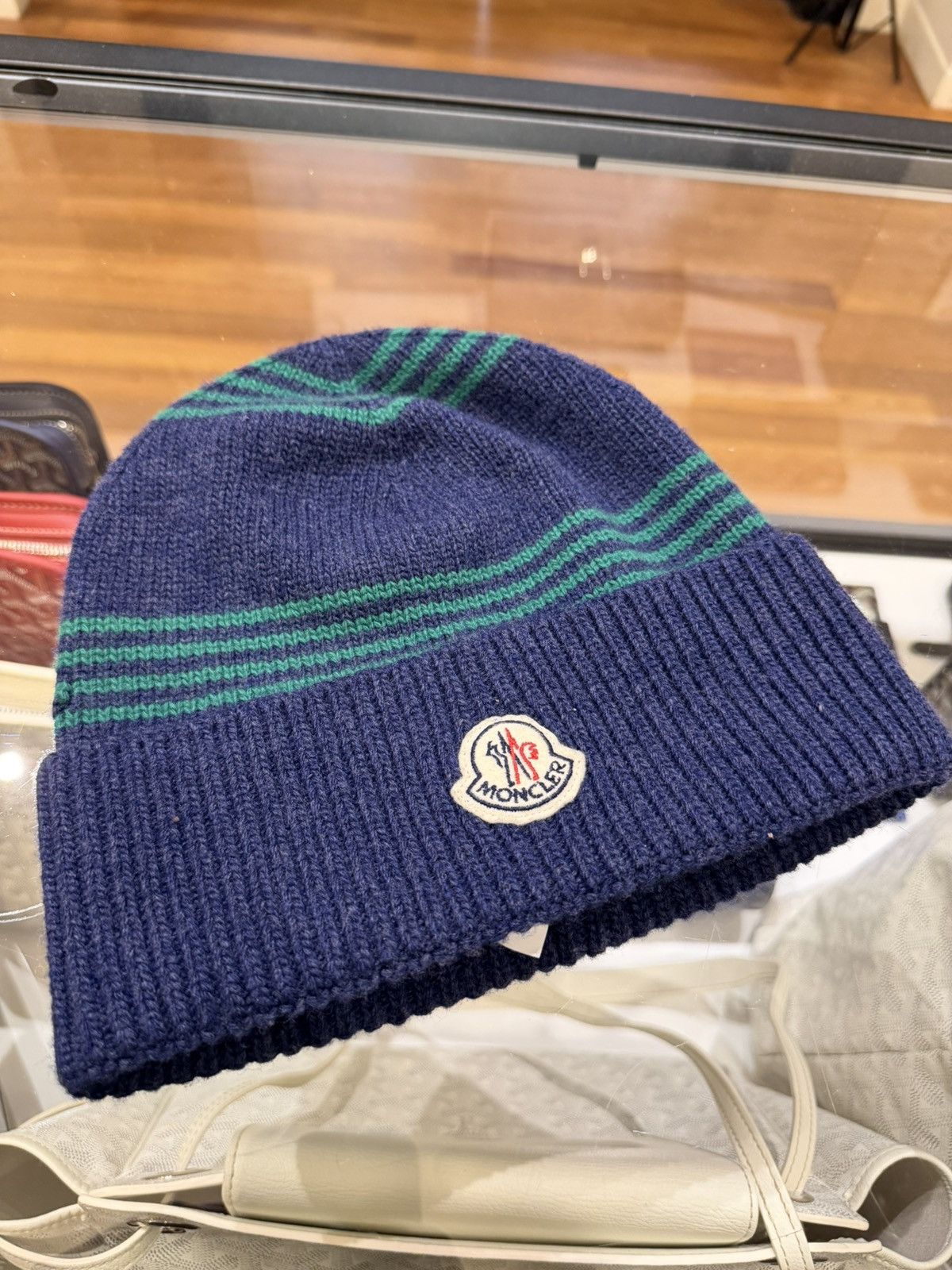 Moncler Moncler Striped Wool Beanie - Navy Size ONE SIZE - 1 Thumbnail