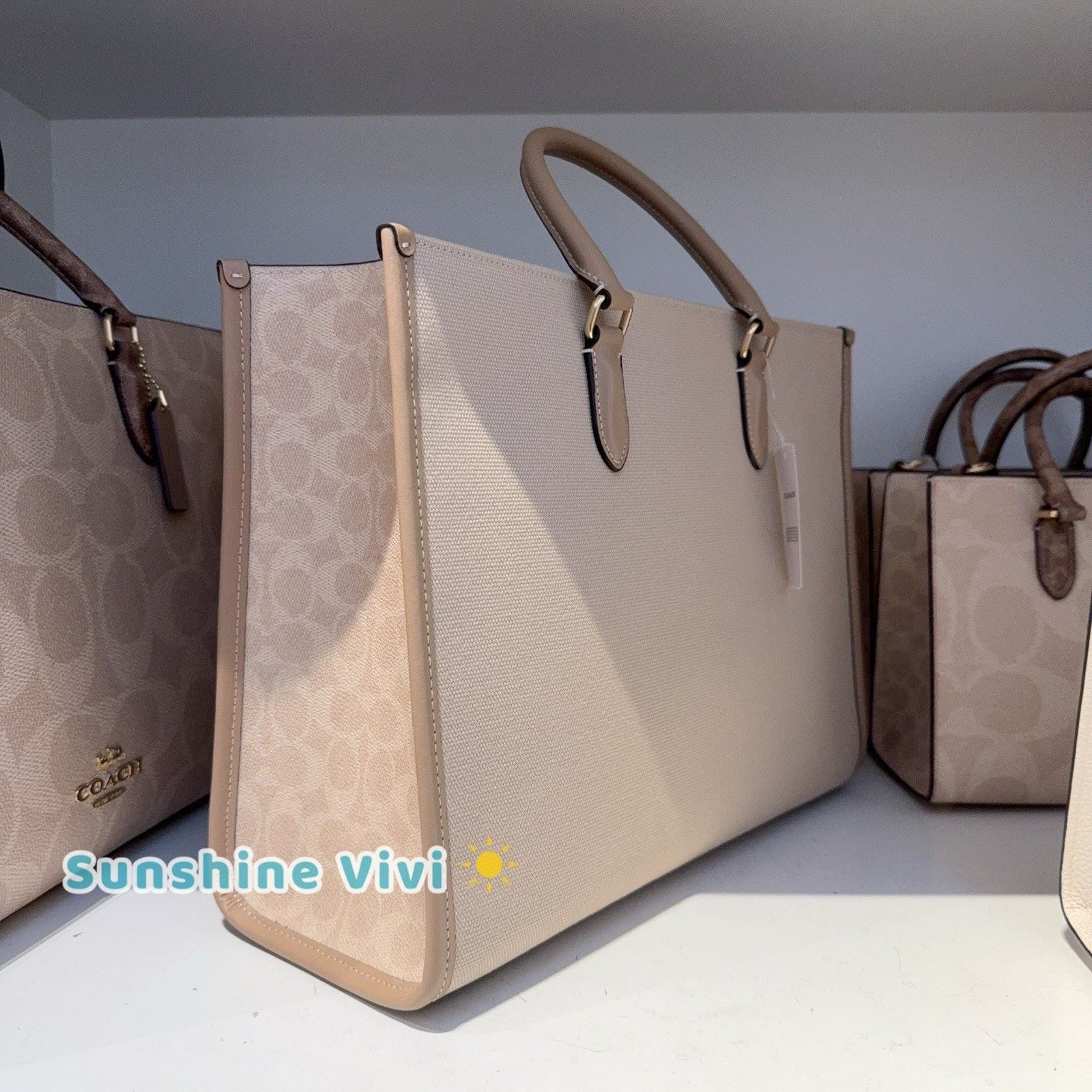Coach NWT Coach Maggie Tote Bag Colorblock Dark Natural CAK59 Size ONE SIZE - 4 Thumbnail