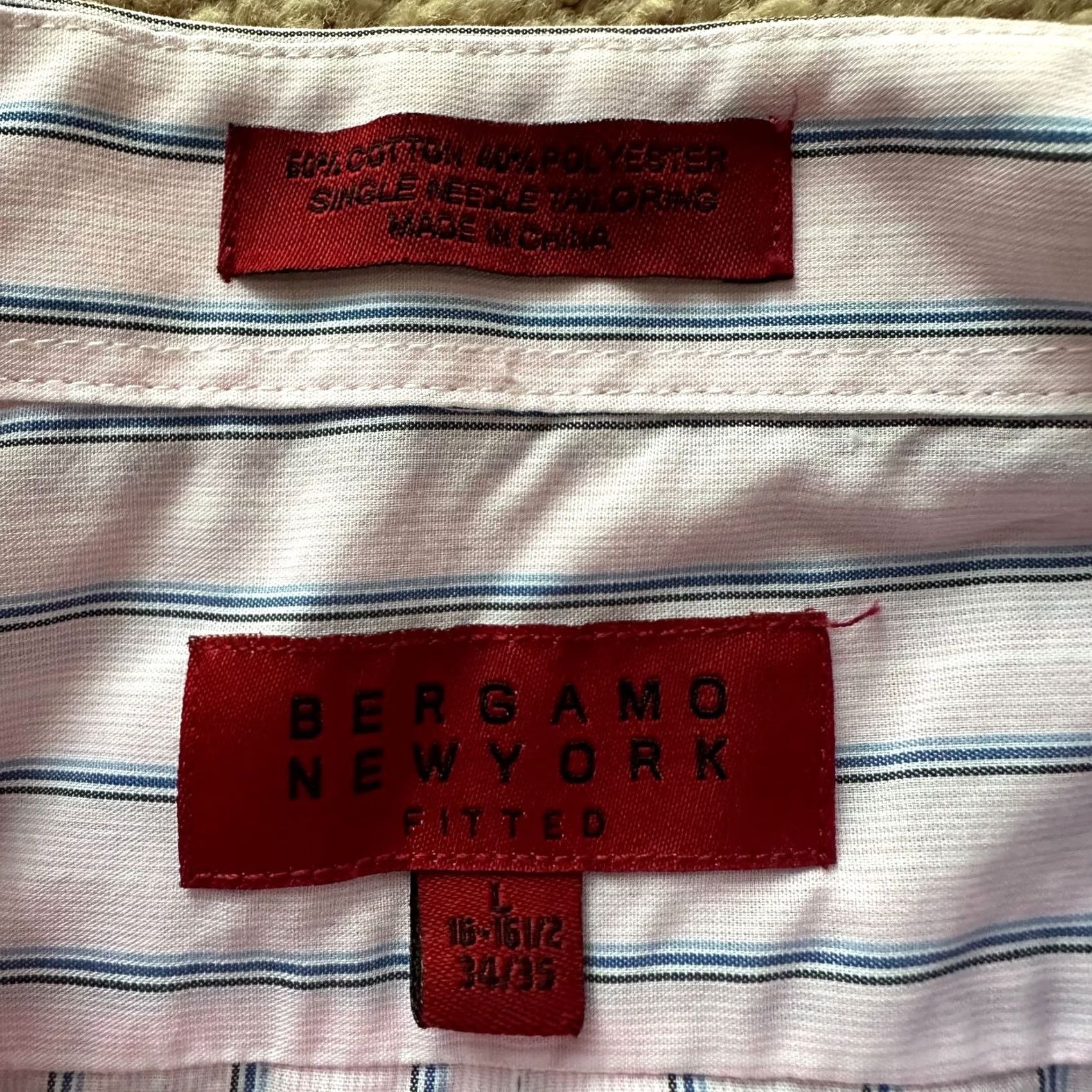 Pinko Bergamo Shirt Mens Large Pink Blue Striped Spread New York Filled Size US L / EU 52-54 / 3 - 3 Thumbnail