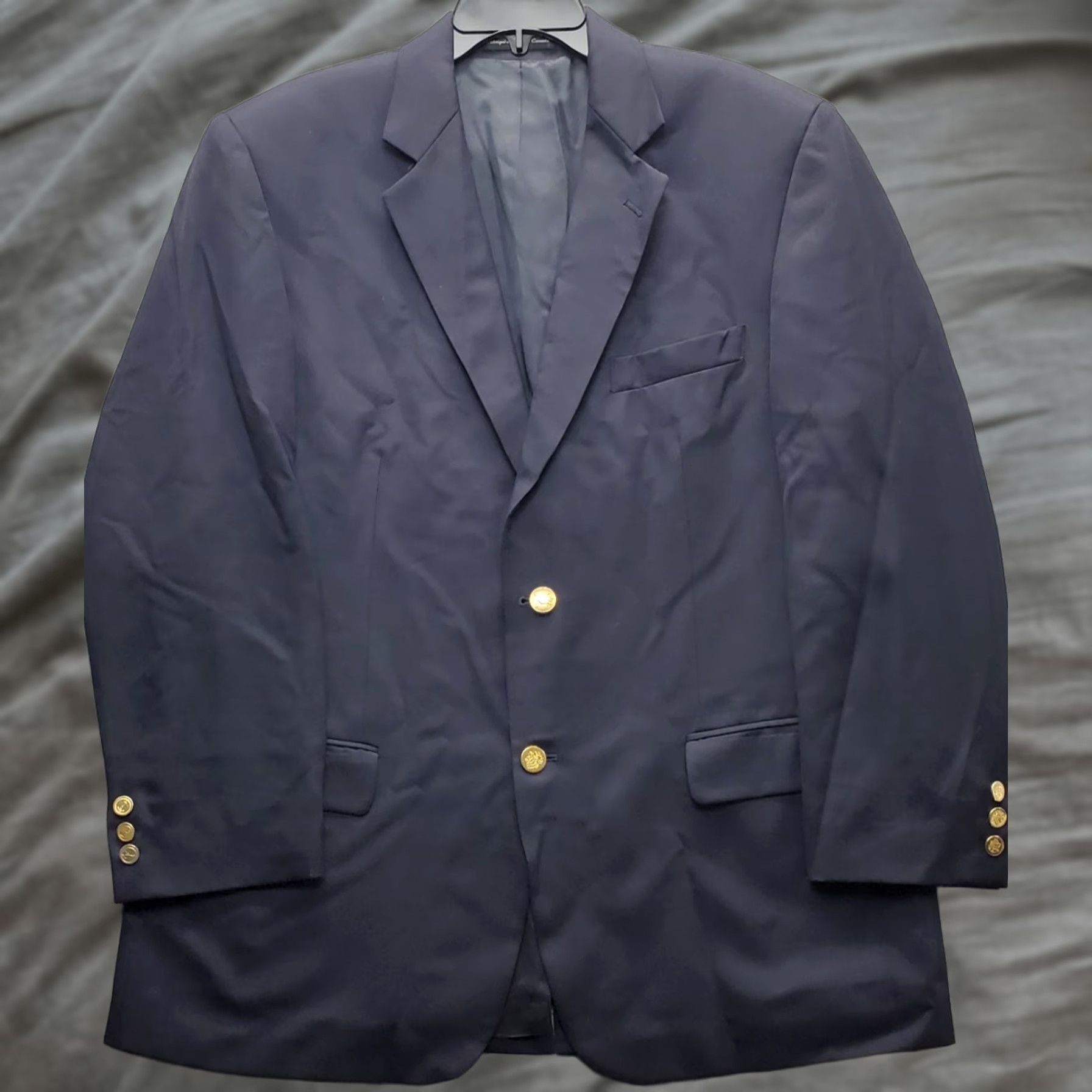 Vintage Botany 500 Blazer Jacket Mens 42R Navy Pure Wool Notch Lapel Single Breasted Size 42R - 1 Thumbnail