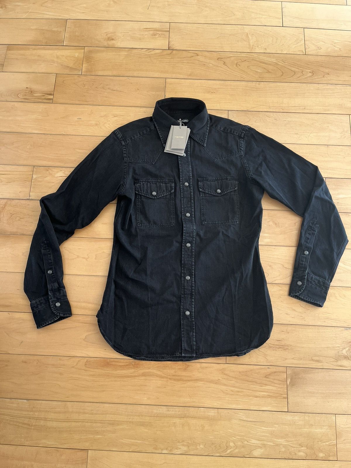 Image of NWT - Tom Ford Denim Leasure Shirt in Black, Men's (Size Small)