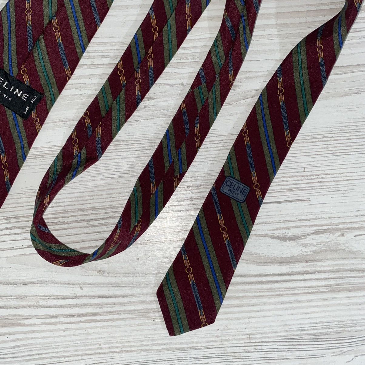Celine Celine Paris Striped Tie Silk Size ONE SIZE - 3 Thumbnail