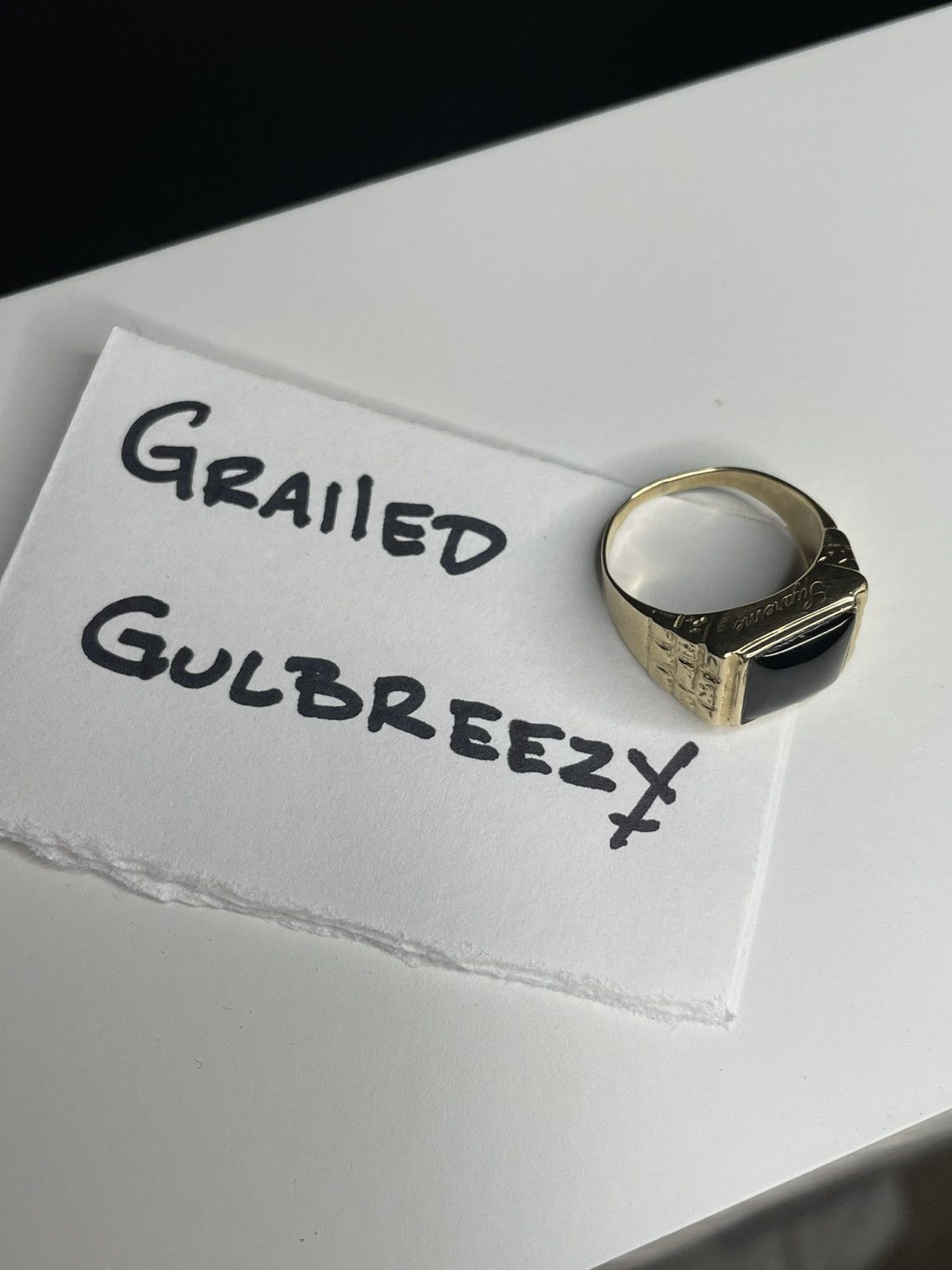 image of Supreme Onyx Pinky Ring in Gold, Men's