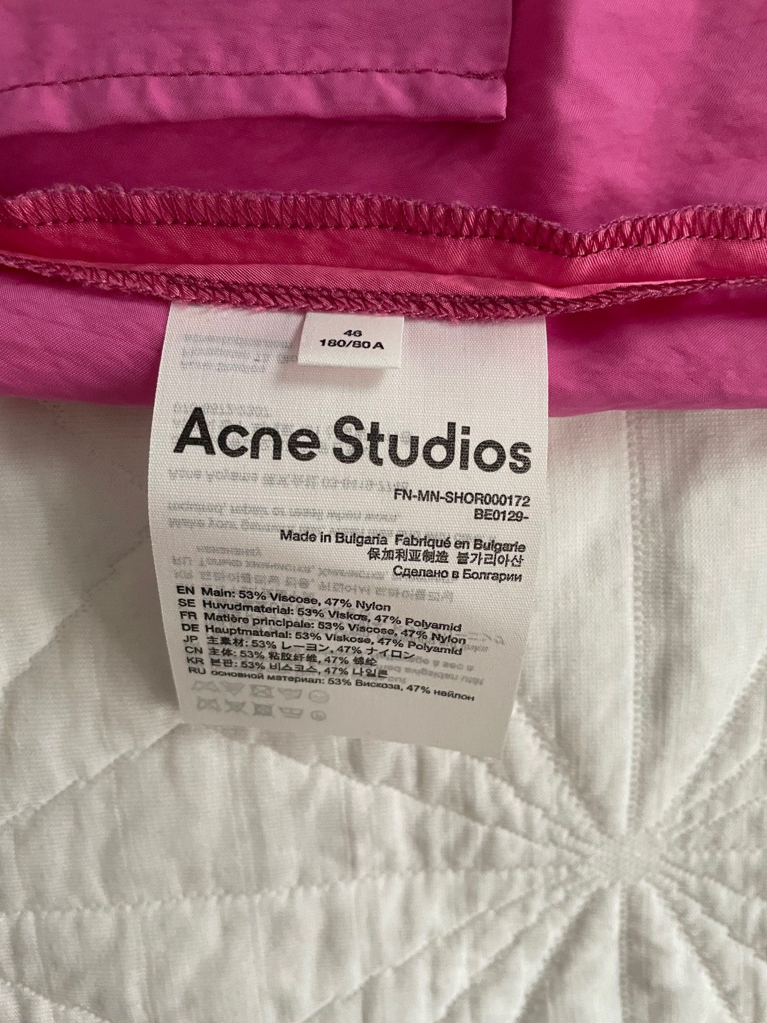 Acne Studios Acne Studios fuchsia pink satin short zip trousers 46 unisex Size US 30 / EU 46 - 4 Thumbnail