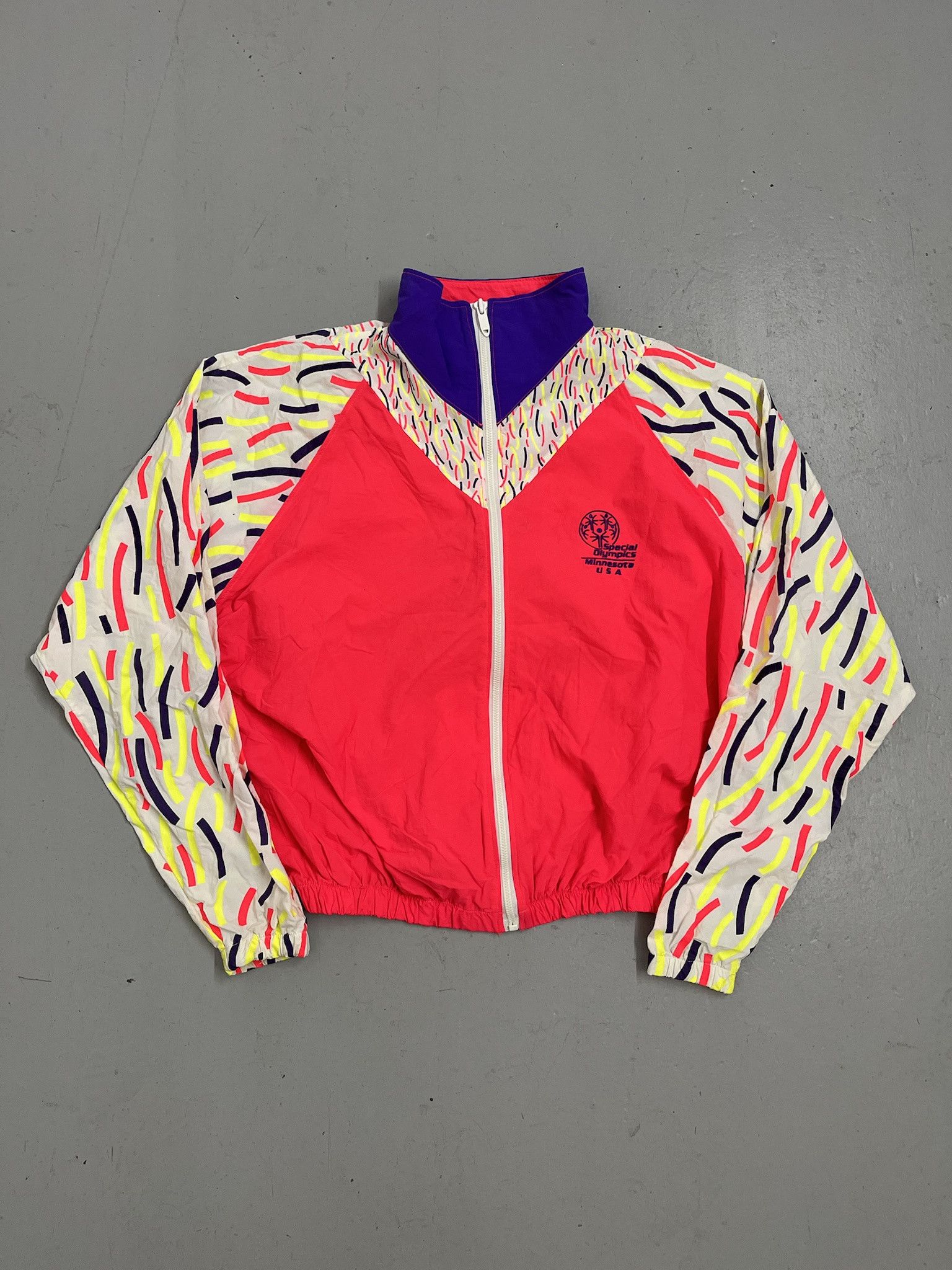Vintage Vintage 1991 Special Olympics Confetti Windberaker Size L Size US L / EU 52-54 / 3 - 1 Thumbnail