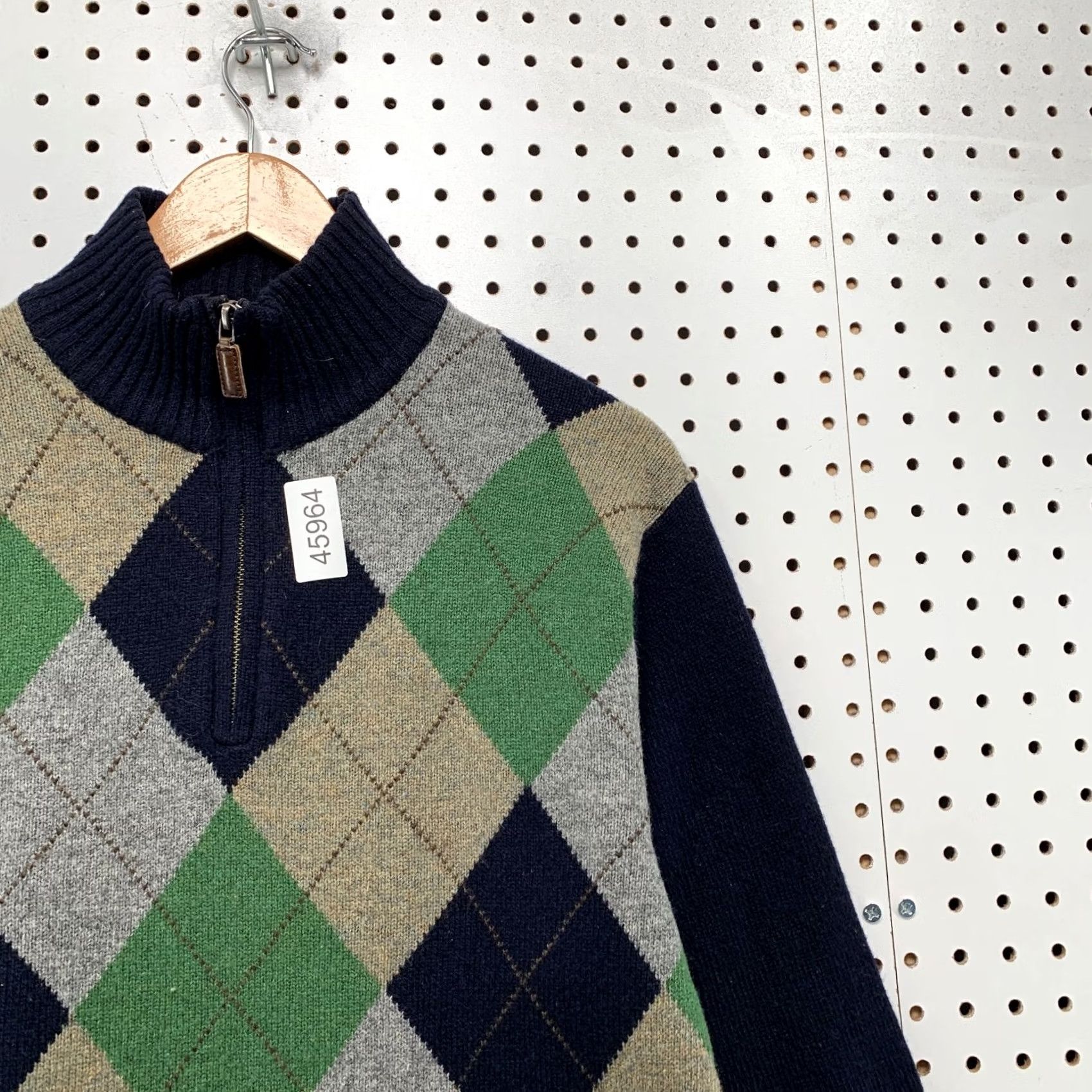 J.Crew J.CREW Wool Sweater Mens M 1/4 Zip Argyle Blue Green Premium Lambswool Pullover Knit Mock Neck Adult Regular Size M Mens Size US M / EU 48-50 / 2 - 4 Thumbnail