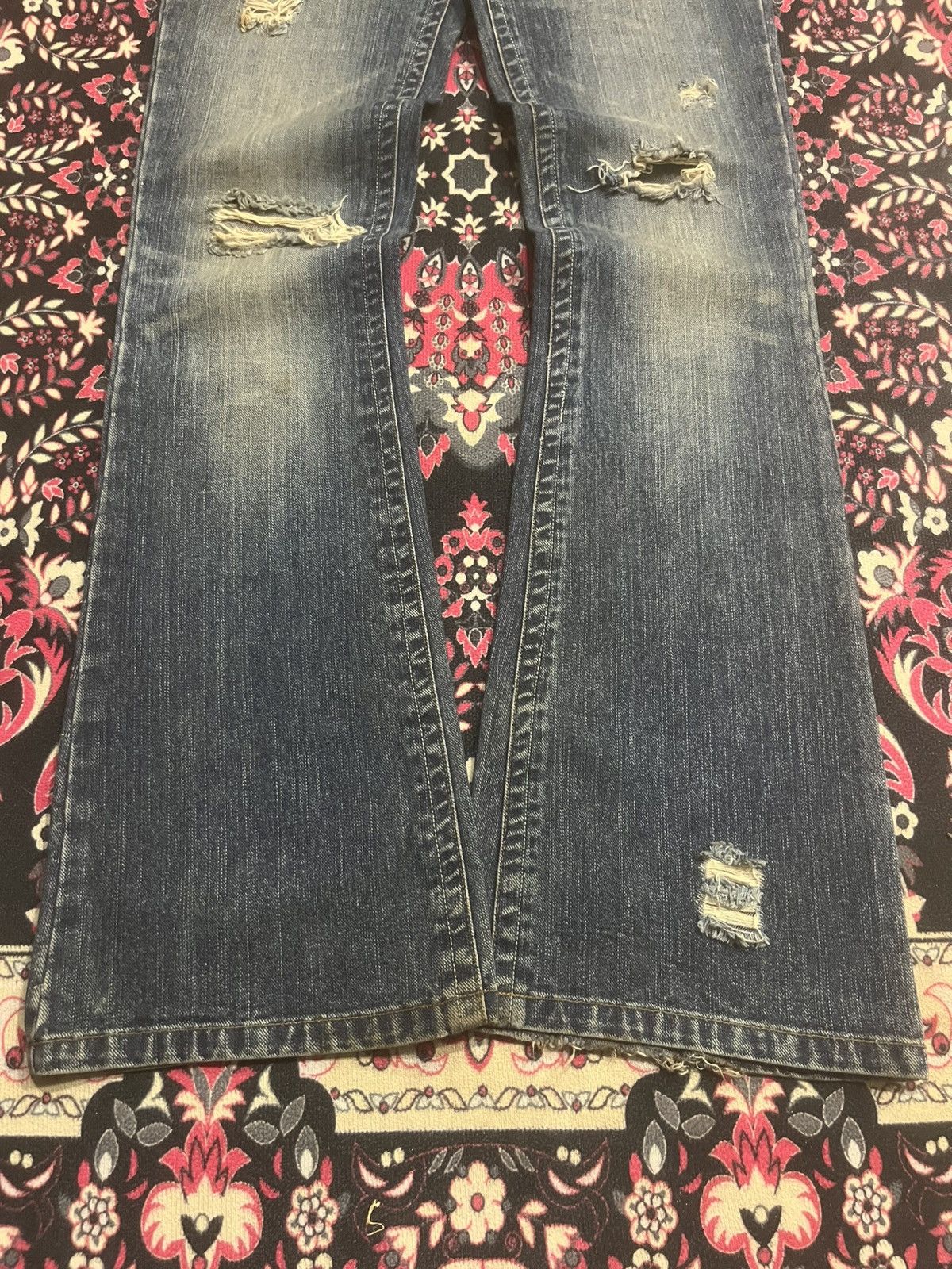If Six Was Nine Japanese Brand EMS Excite Extreme Distressed Flare Jeans Size 28" / US 6 / IT 42 - 7 Thumbnail