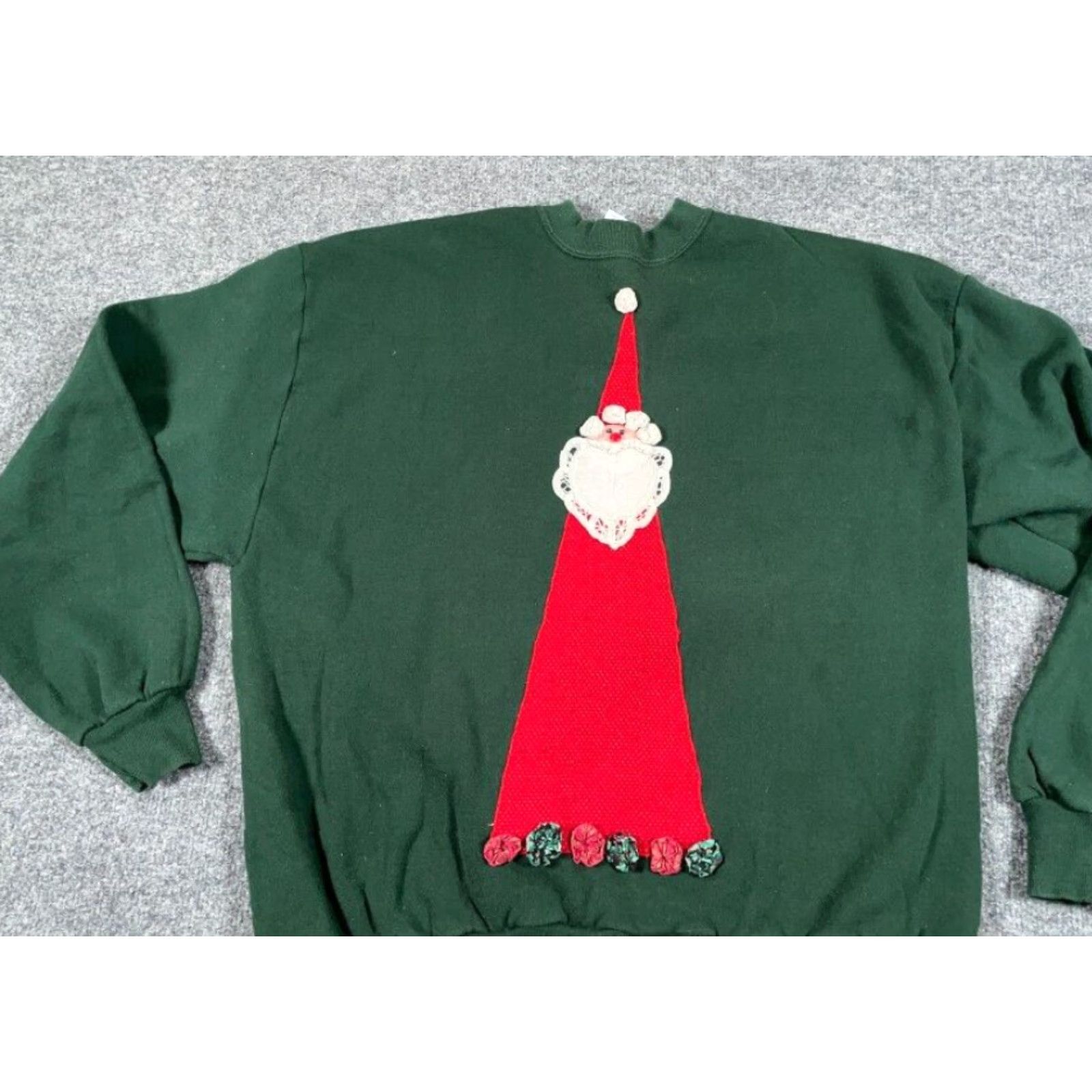 Jerzees VINTAGE Jerzees Sweatshirt Tree Santa Claus Patch Christmas Adult XL Green Fabric Womens Size XL / US 12-14 / IT 48-50 - 4 Thumbnail