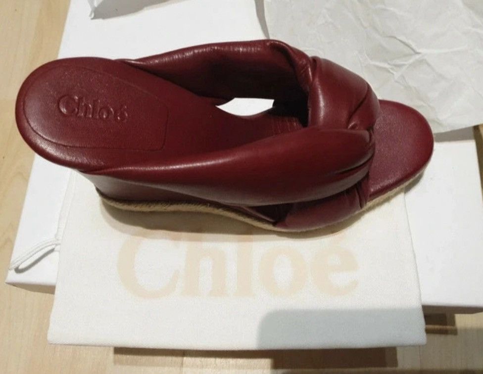 Isabel Marant Isabel Marant Bordeaux Red Leather Wedge Mules Size US 7 / IT 37 - 6 Thumbnail