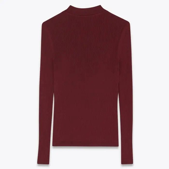 Saint Laurent Paris o1bcso1str1124 Sweater In Ribbed Cashmere in Red Size US XL / EU 56 / 4 - 2 Thumbnail