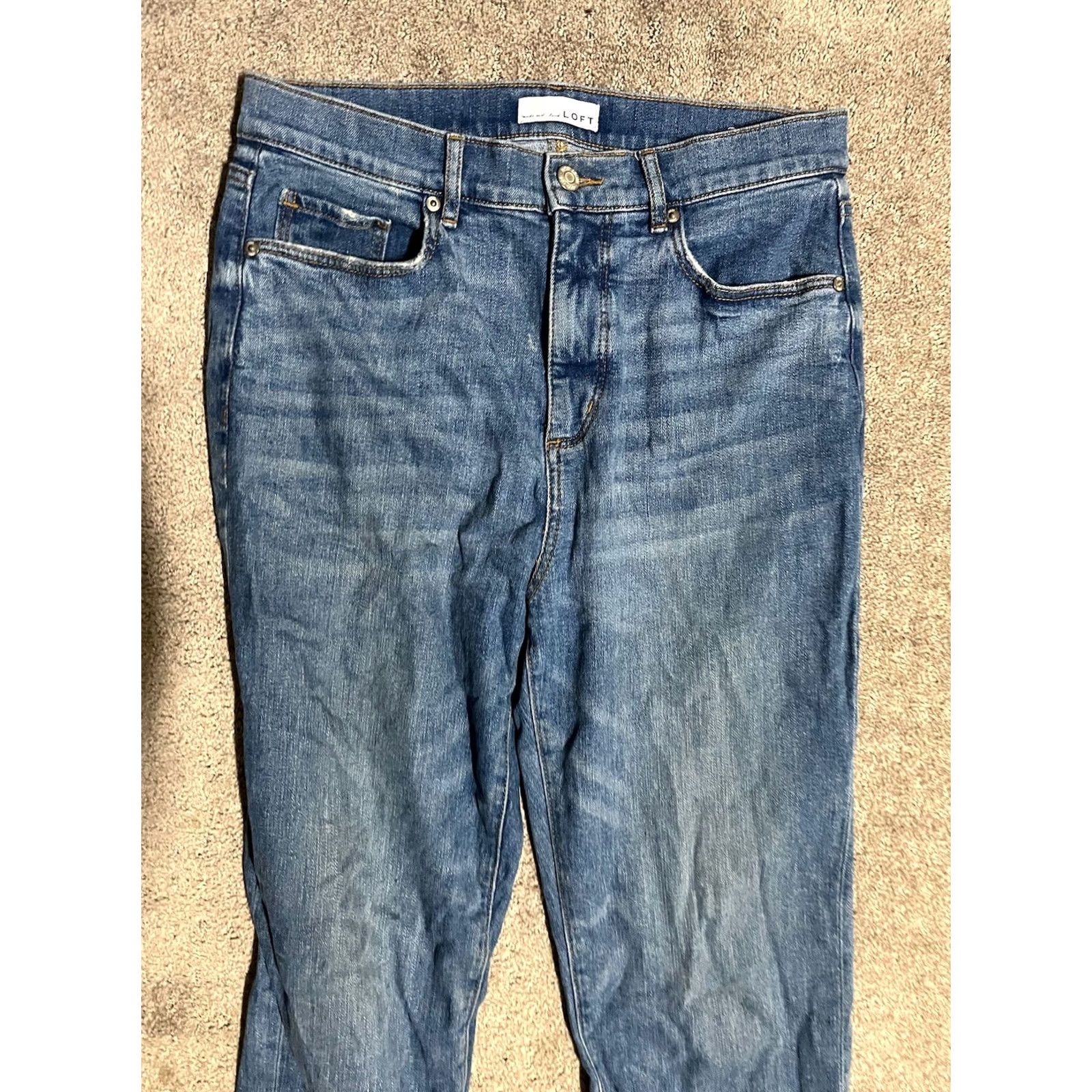 Loft Loft Jeans Womens 28/6 Blue High Rise Stretch Denim The Straight Crop Shirt Womens Jeans Blue 28 Straight 6 28/6 Vintage? Size 28" / US 6 / IT 42 - 2 Thumbnail