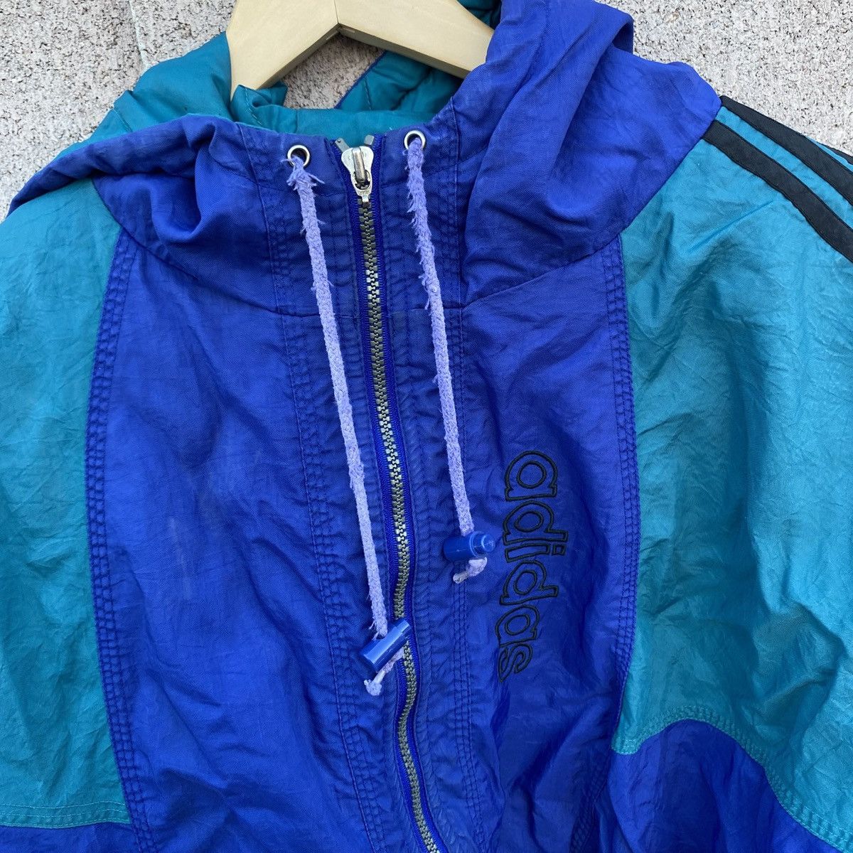 Vintage 80s Adidas Color Block Trefoil Puffer Jacket XL