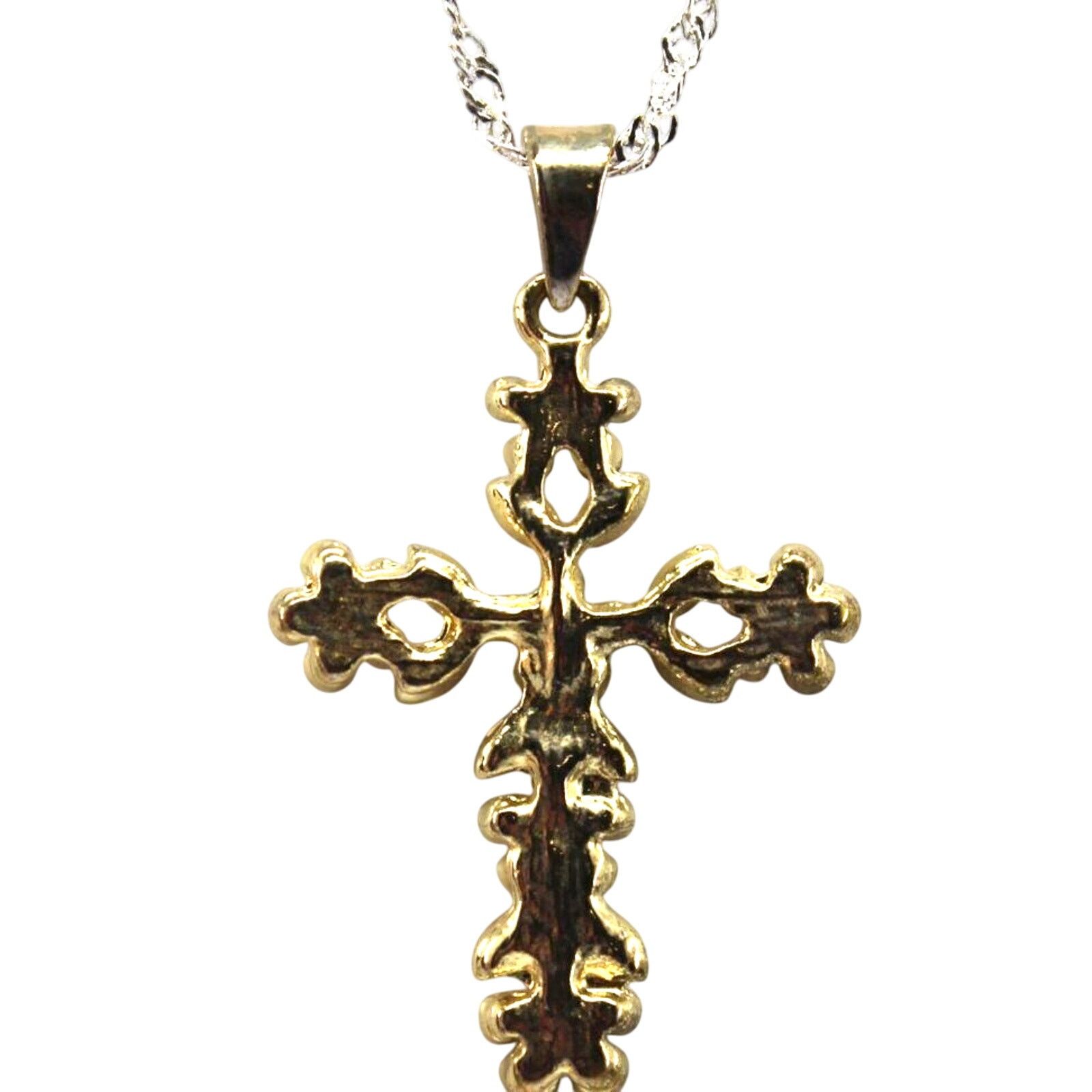 Other White Rhinestone Flower Christian Cross Pendant Silver Chain Size ONE SIZE - 4 Thumbnail