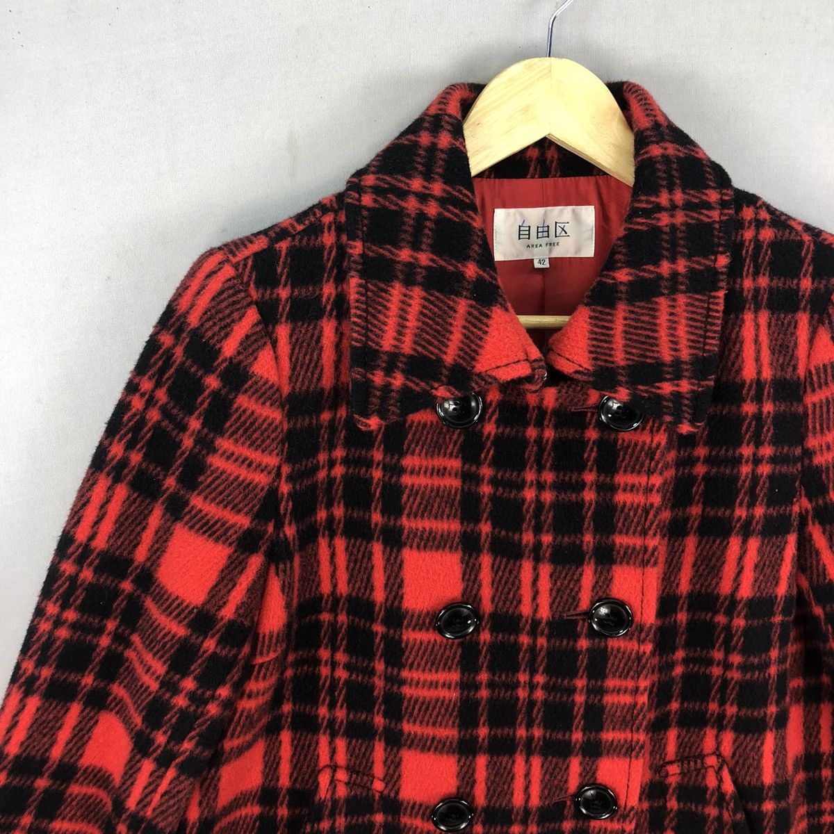 Japanese Brand Japanese Brand Double Breasted Plaid Wool Jacket Size S / US 4 / IT 40 - 2 Thumbnail