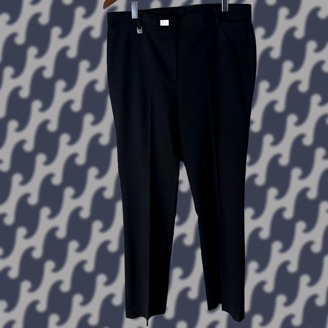 Karl Lagerfeld Karl Lagerfeld Paris Womens Black Dress Pants Trousers 10 Tall Classic Flat Front Pockets Logo Straight Leg Dress Pants Womens Great for Workwear Size 32" / US 10 / IT 46 - 1 Thumbnail