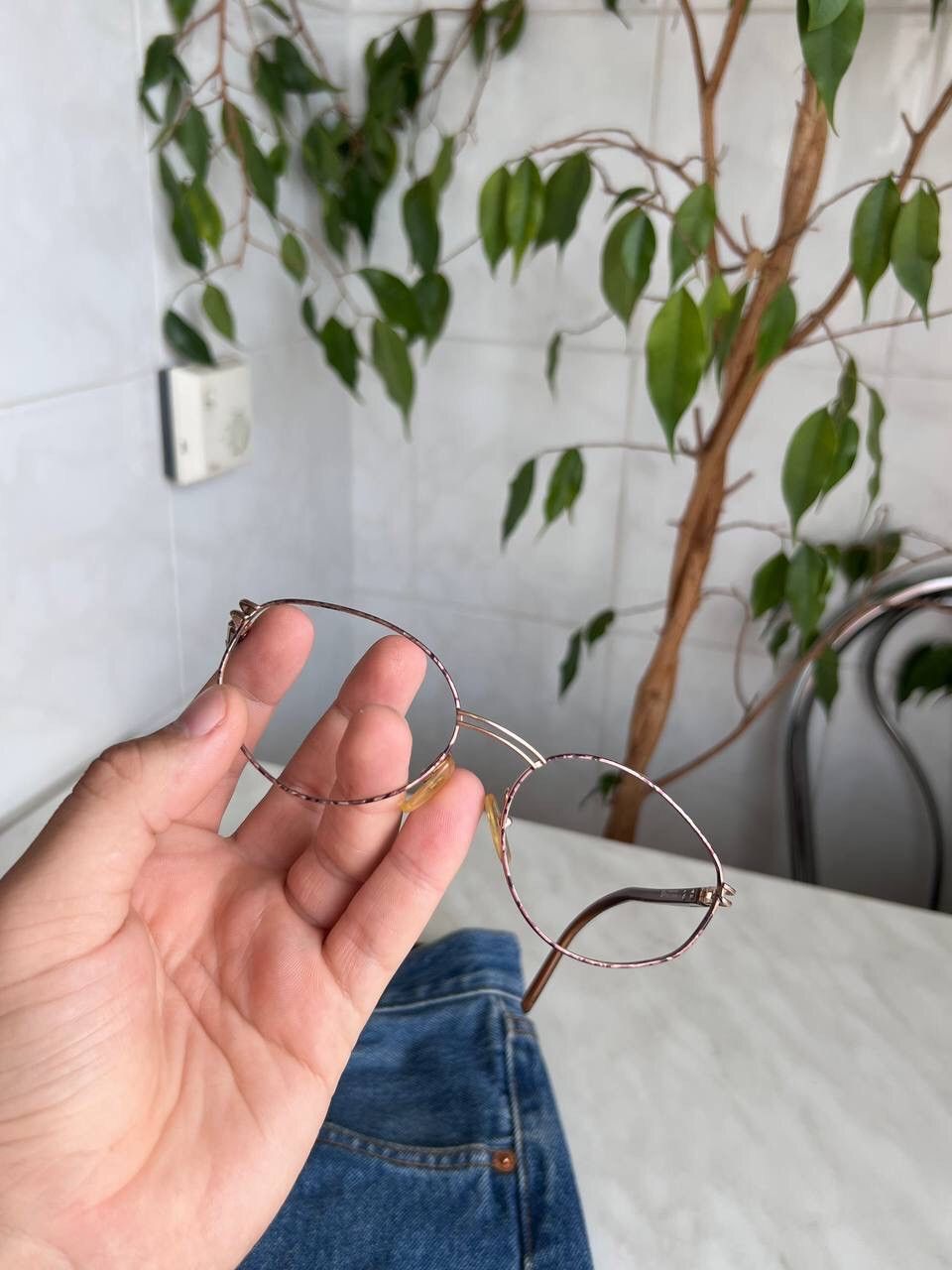 Dior × Vintage Christian Dior '90s Brown Oval Hook Frame Eyeglasses Eyewear Size ONE SIZE - 5 Thumbnail